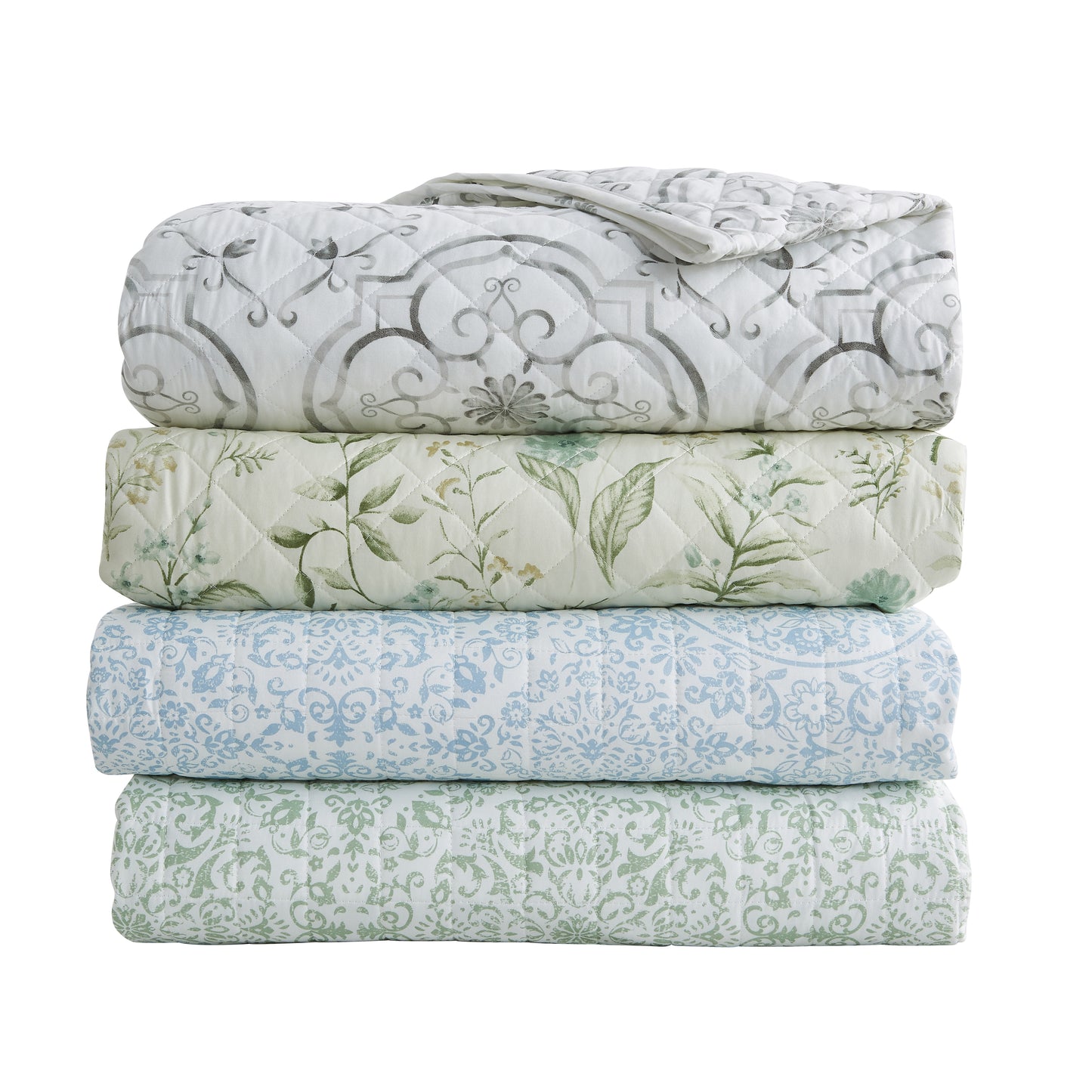 Watercolor Floral Printed Microfiber Quilt Set - Florence Collection