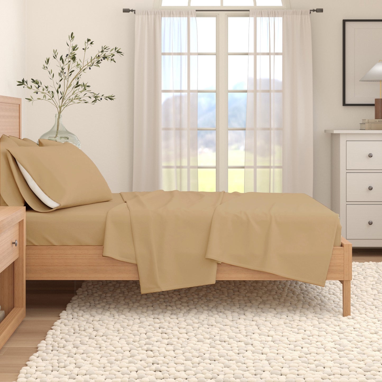 4-Piece Cotton Solid Flannel Sheet - Nordic Collection