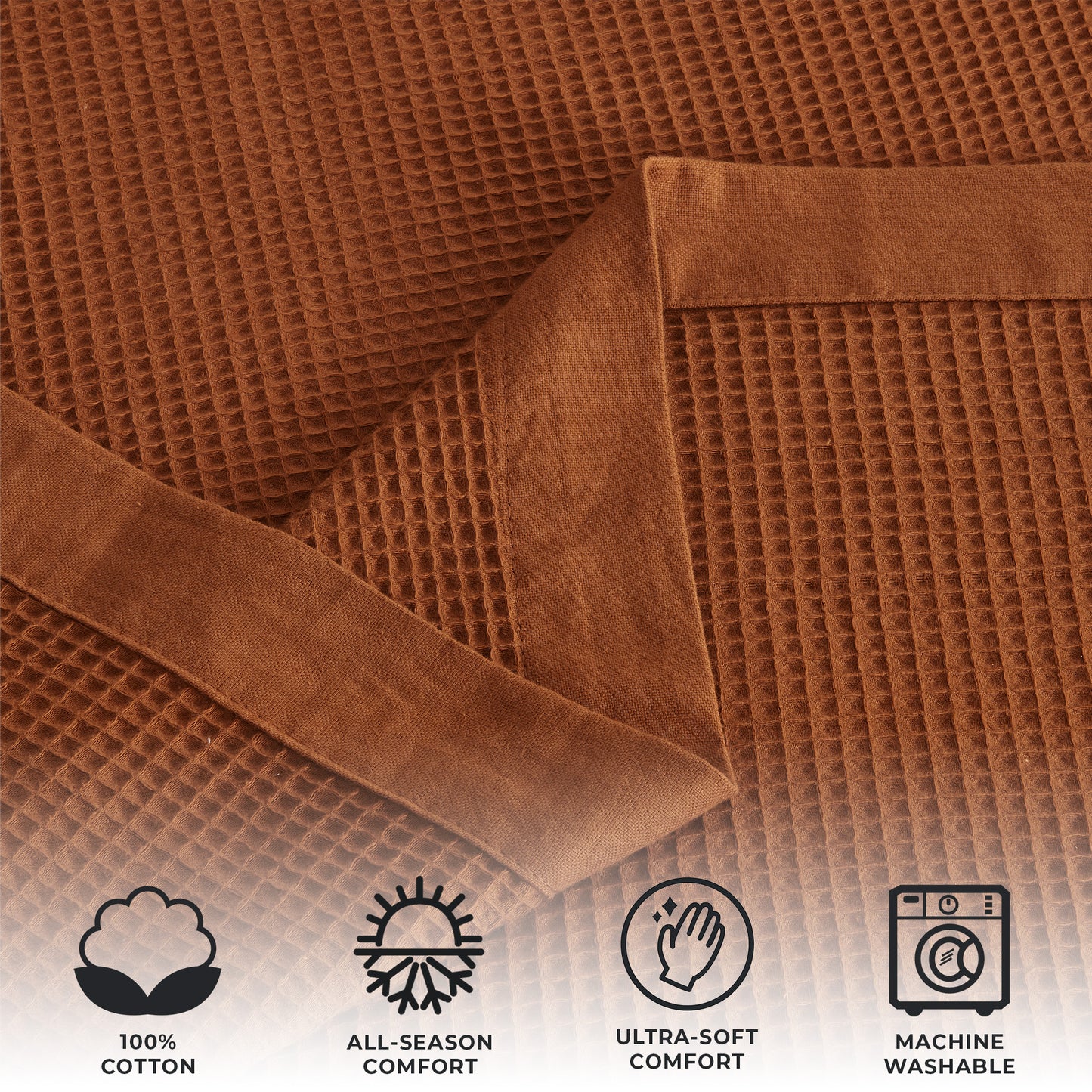 100% Cotton Lightweight Waffle Weave Blanket - Hazel Collection
