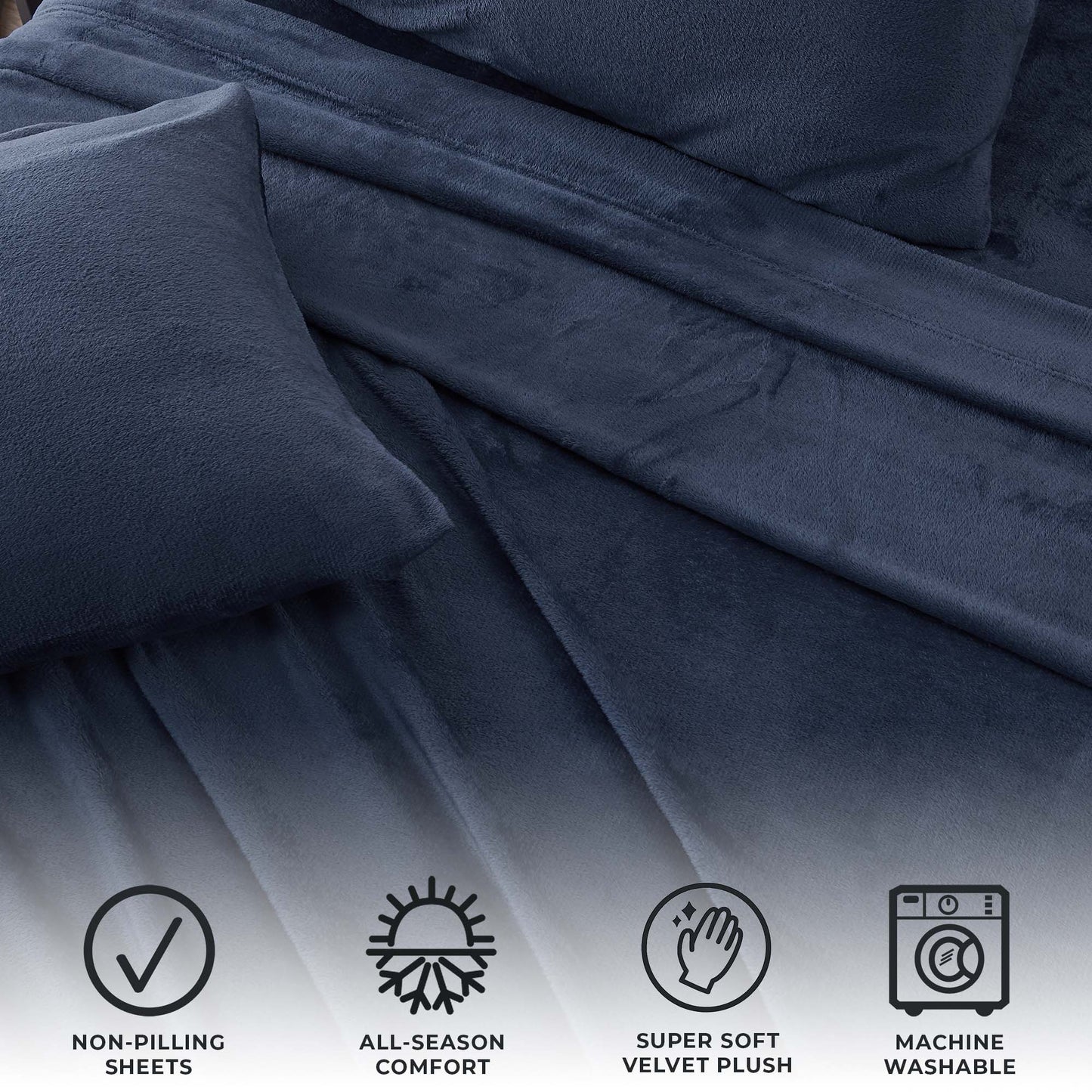 4-Piece Solid Jewel-Toned Plush Sheet - Velvet Luxe Collection