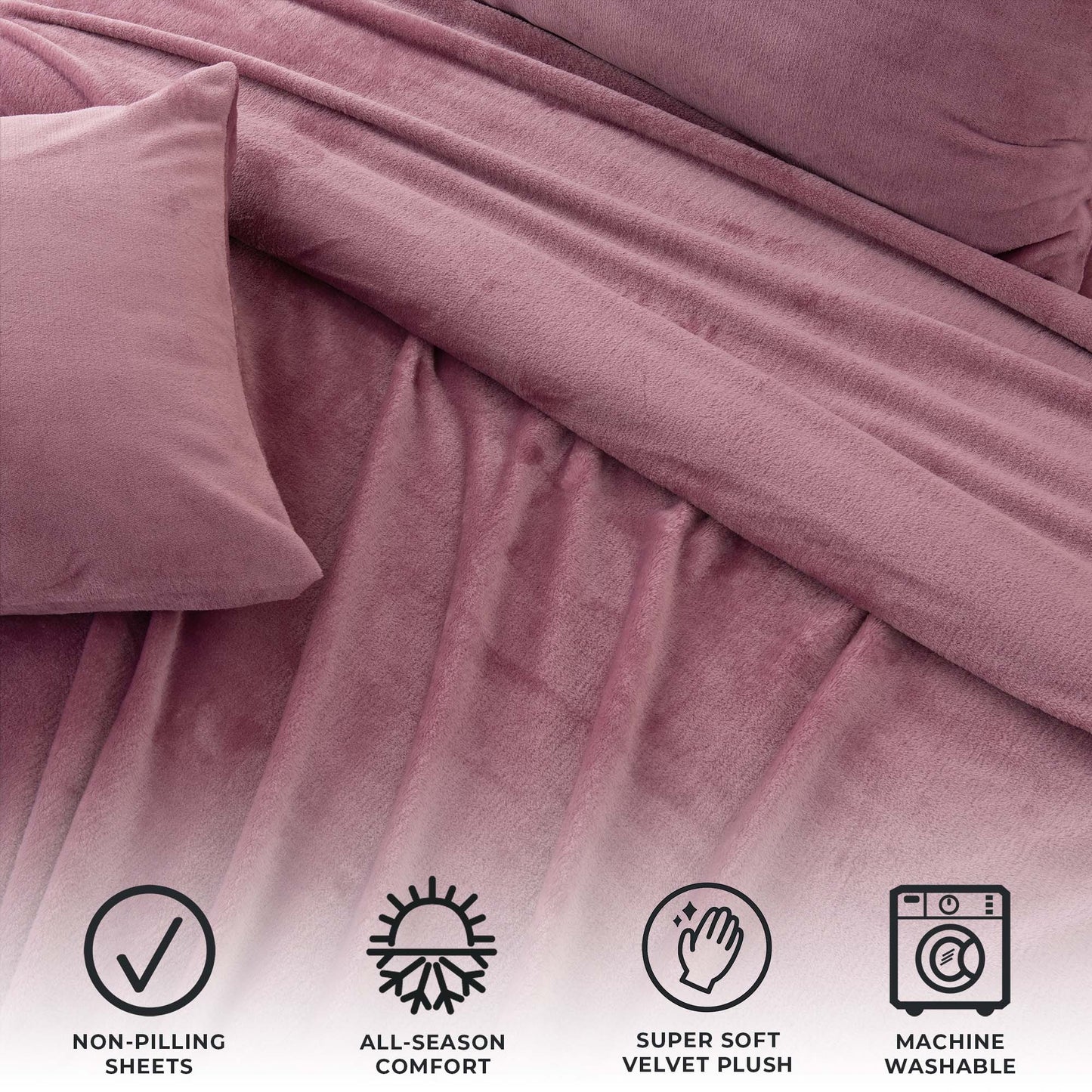 4-Piece Solid Plush Sheet - Velvet Luxe Collection