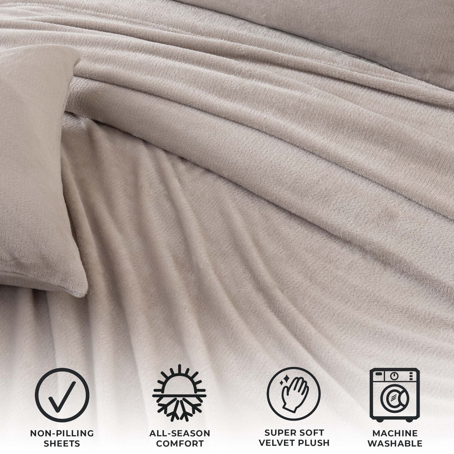 4-Piece Solid Plush Sheet - Velvet Luxe Collection