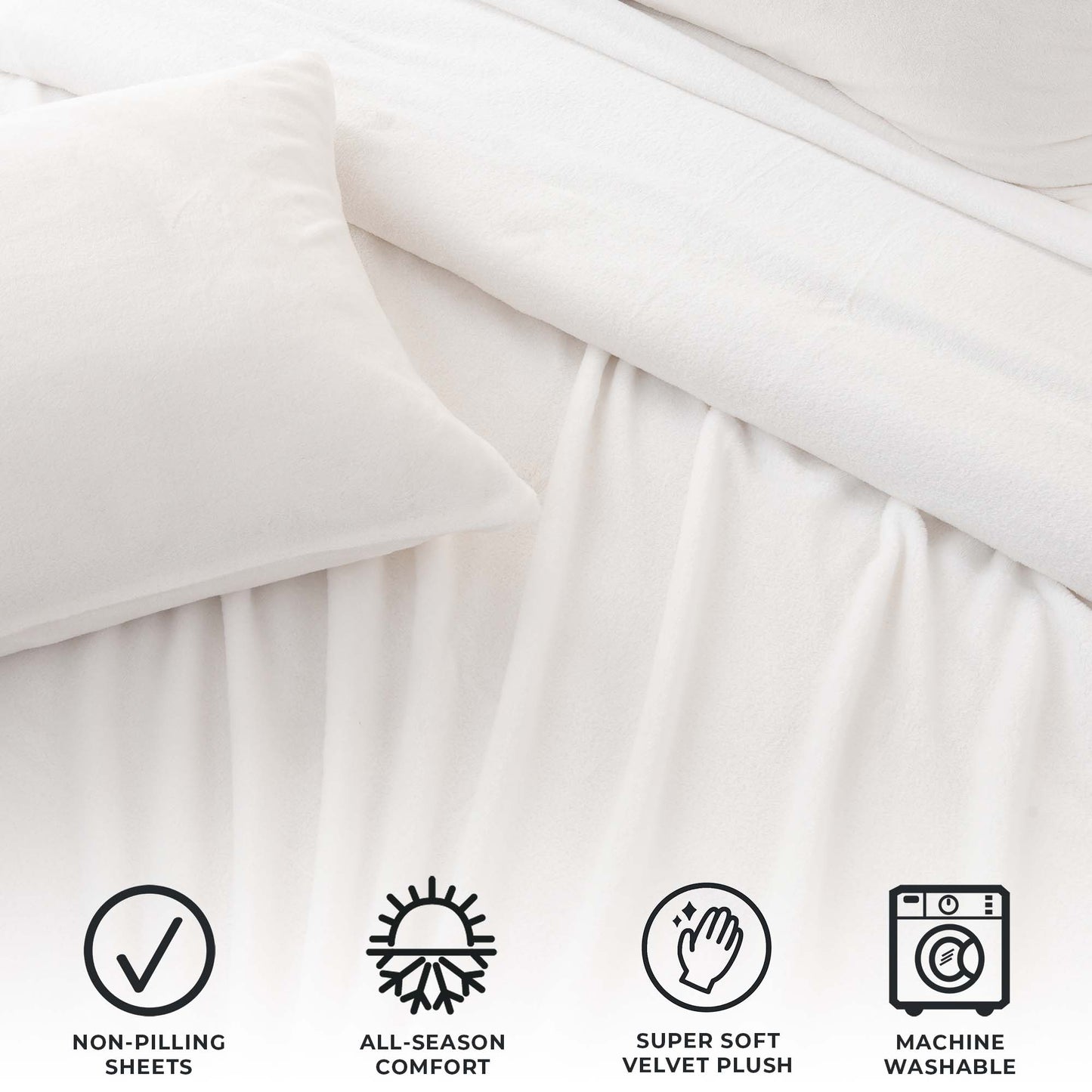 4-Piece Solid Plush Sheet - Velvet Luxe Collection