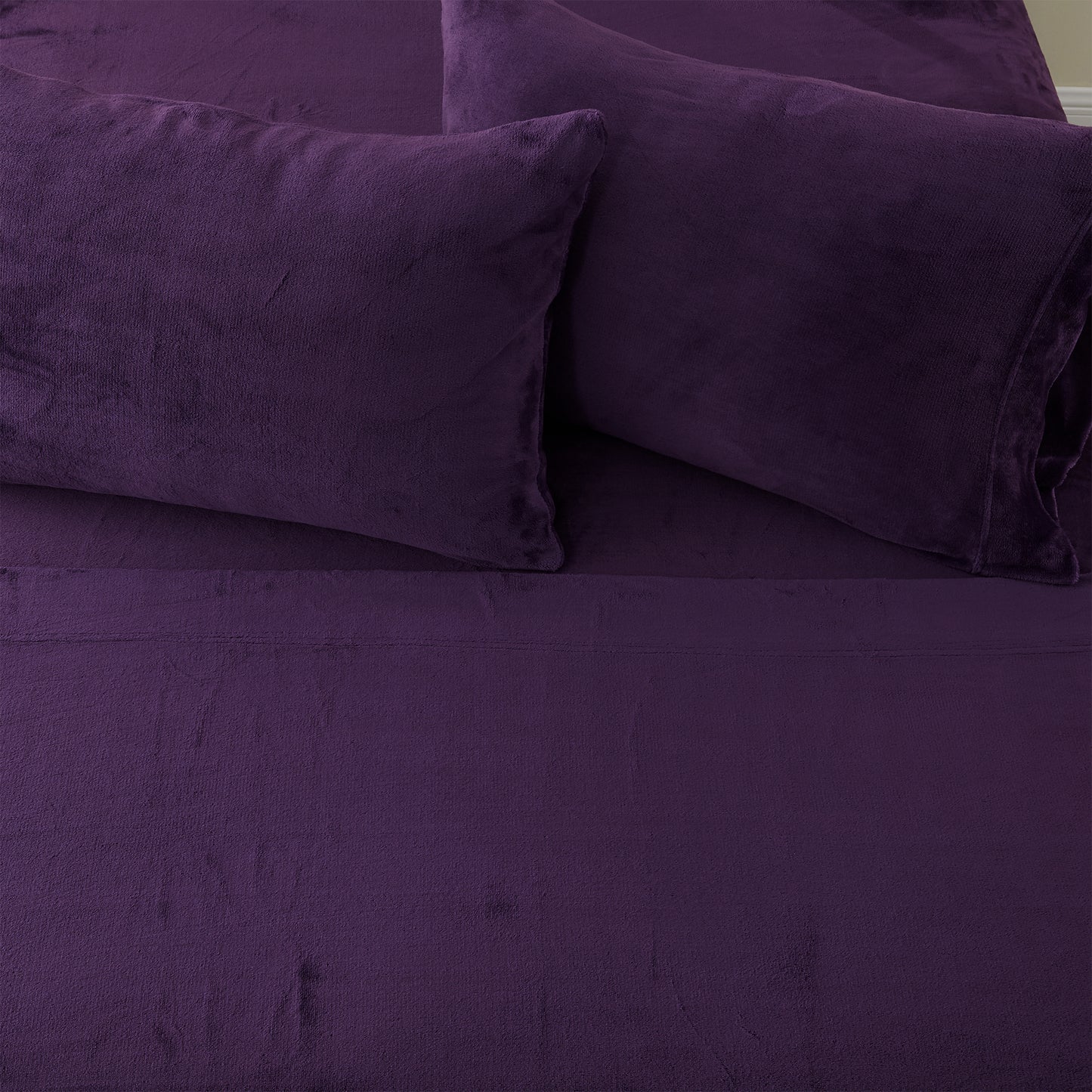4-Piece Solid Jewel-Toned Plush Sheet - Velvet Luxe Collection