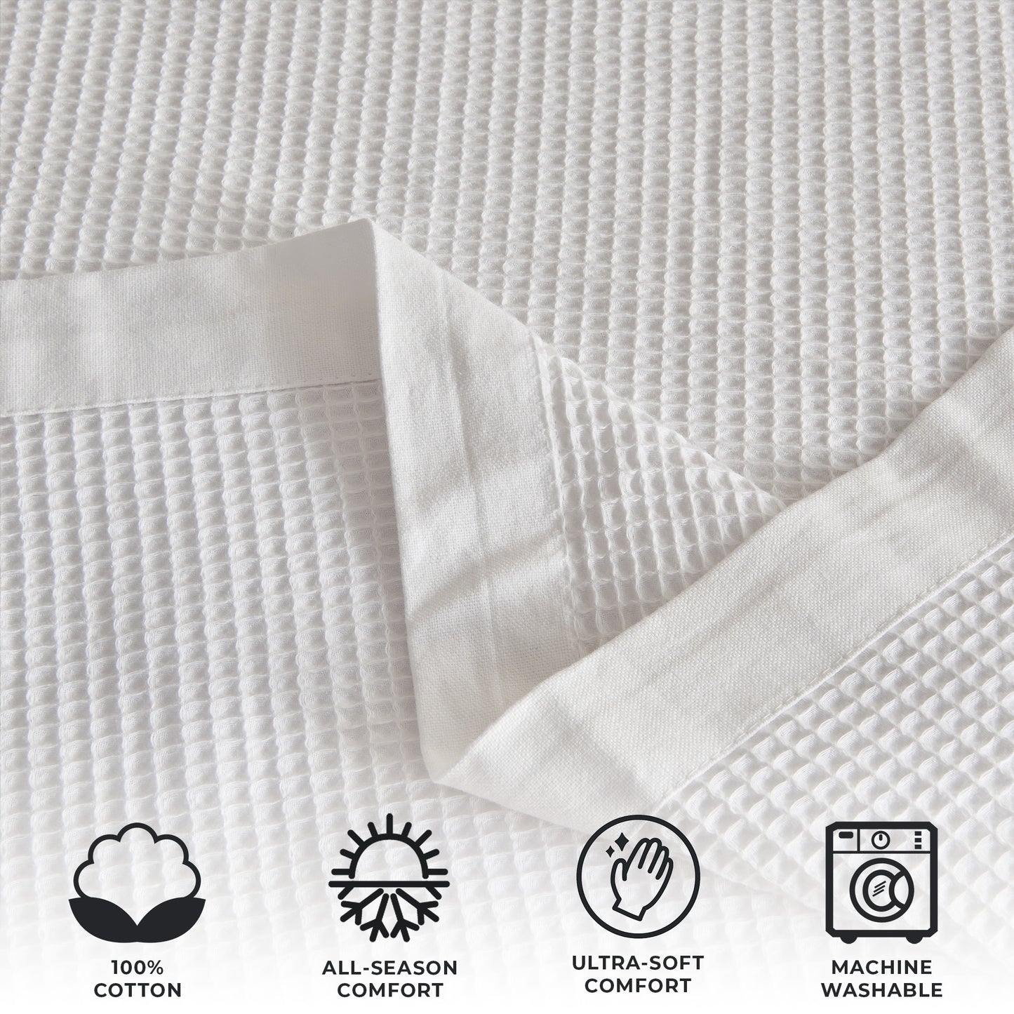 100% Cotton Lightweight Waffle Weave Blanket - Hazel Collection