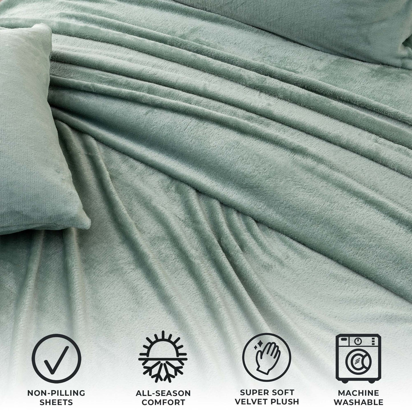 4-Piece Solid Plush Sheet - Velvet Luxe Collection
