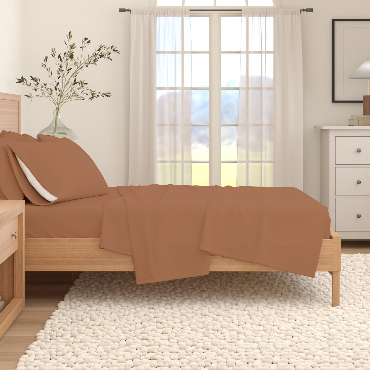 4-Piece Cotton Solid Flannel Sheet - Nordic Collection