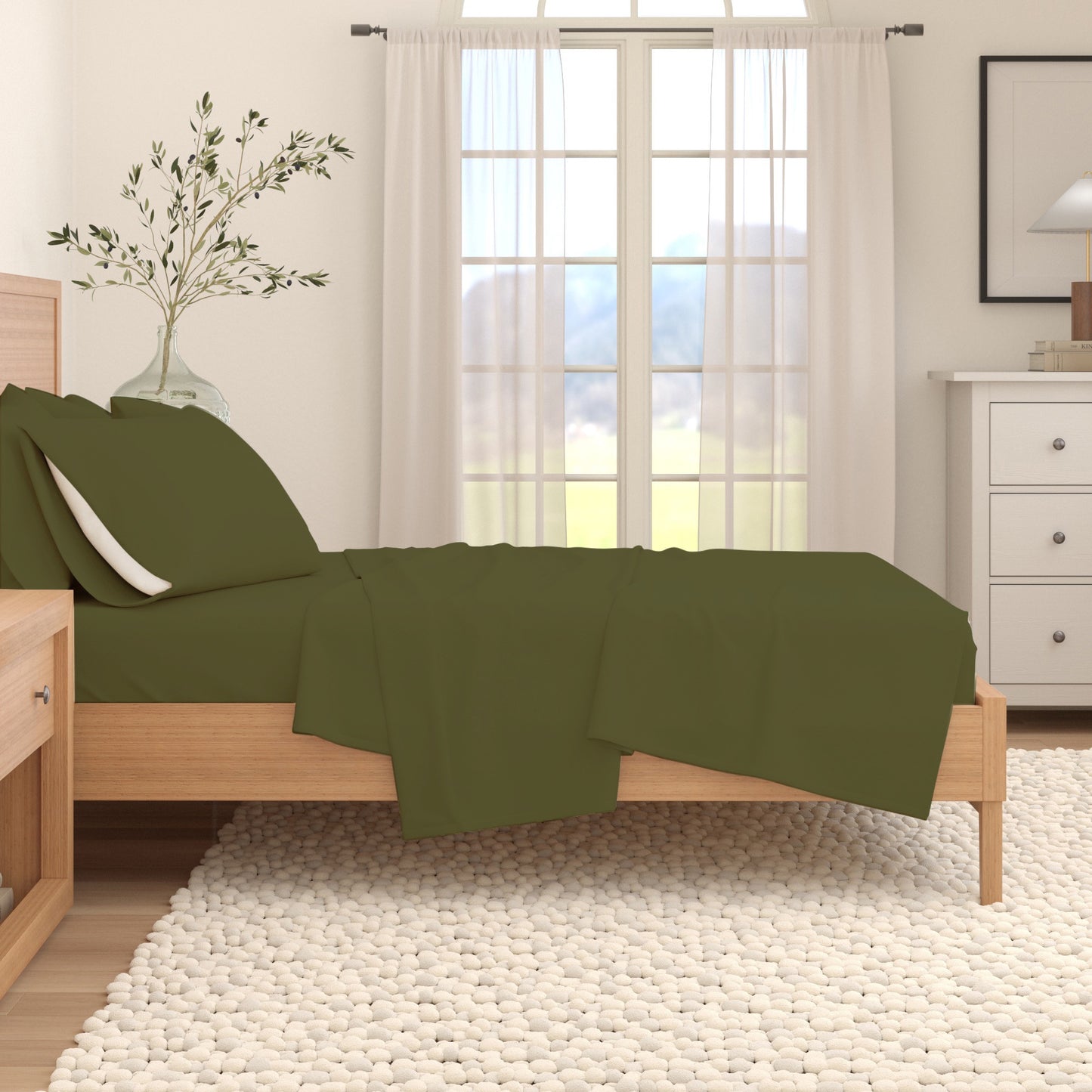 4-Piece Cotton Solid Flannel Sheet - Nordic Collection