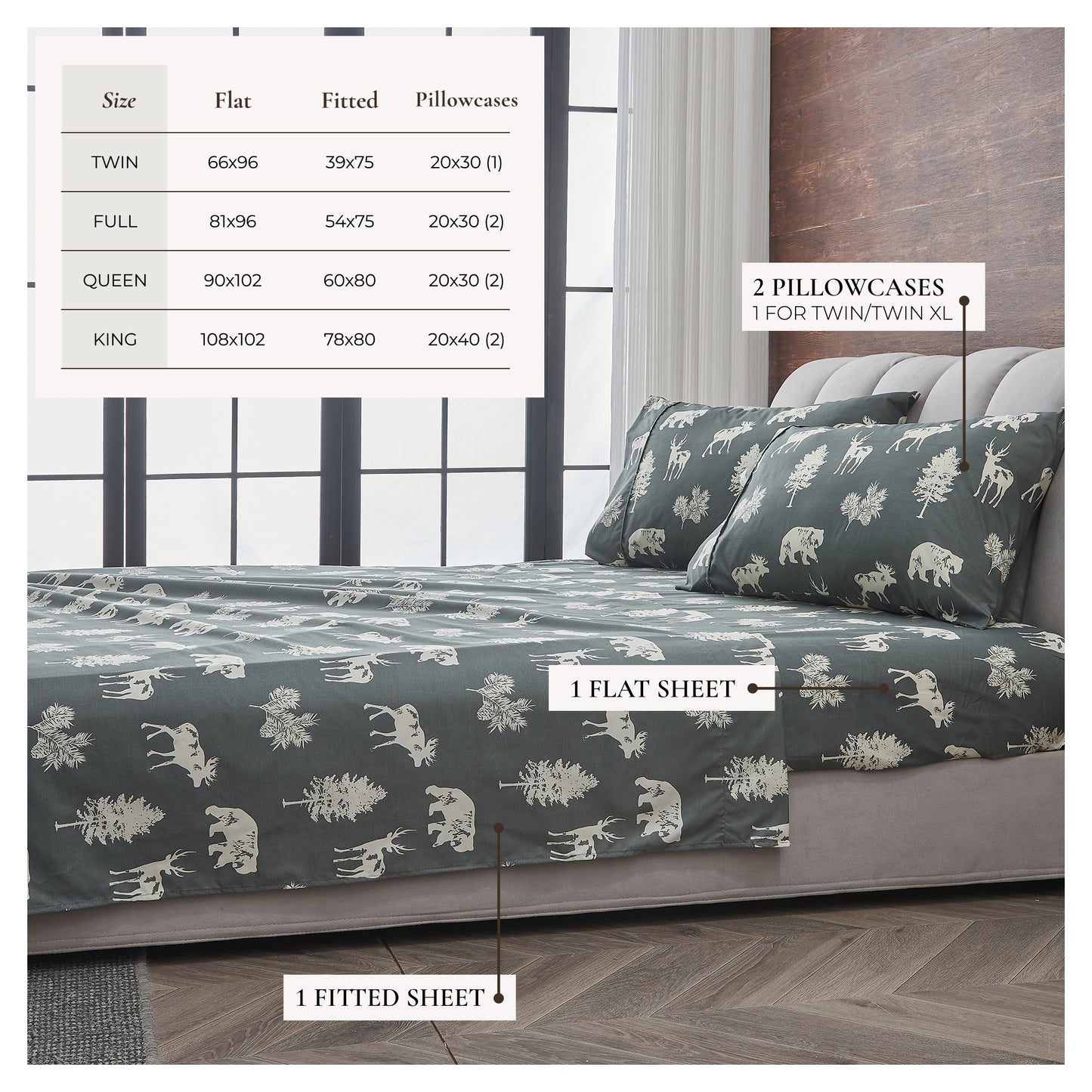4-Piece Lodge Microfiber Sheet - Mountain Ridge Collection
