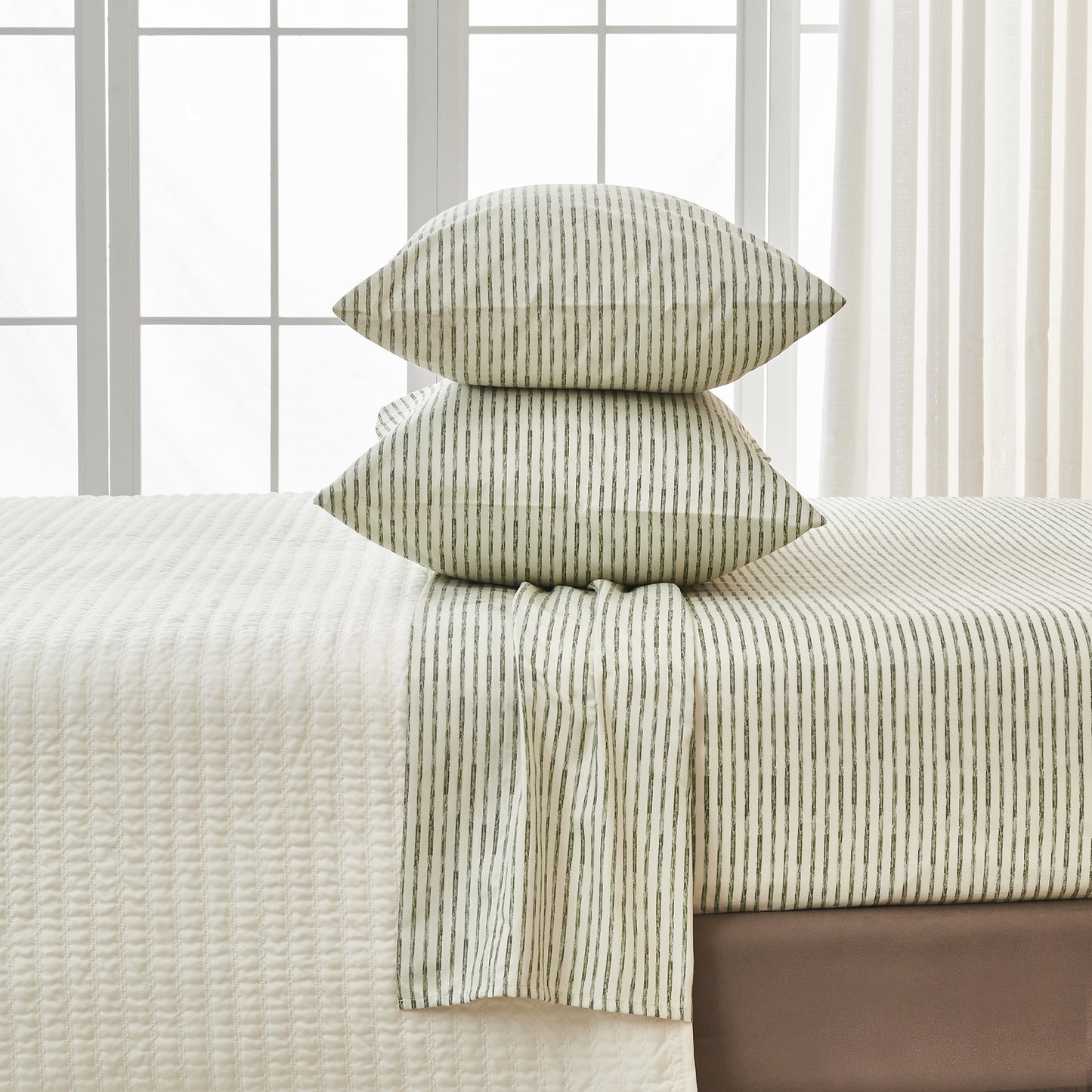 Striped Microfiber Sheet Set - Evette Collection