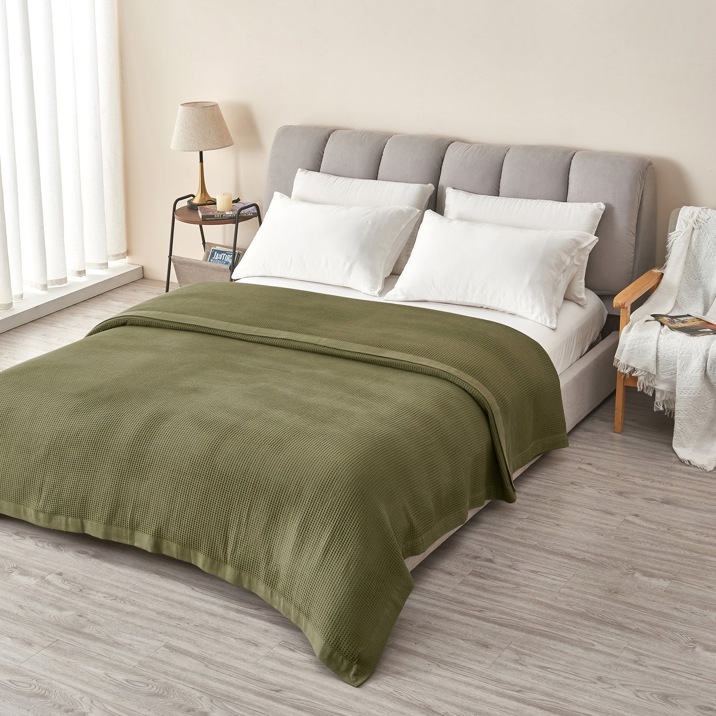 100% Cotton Lightweight Waffle Weave Blanket - Hazel Collection