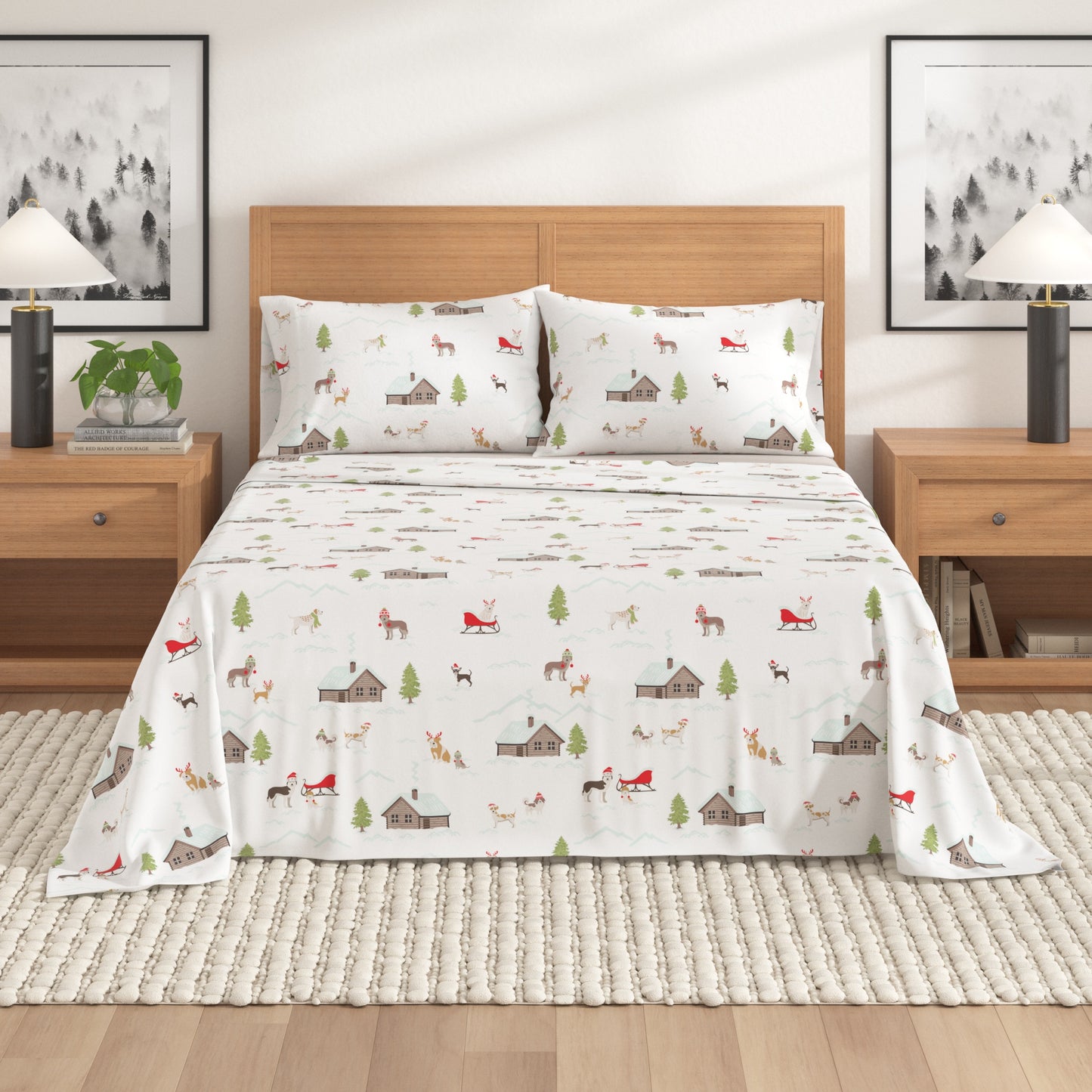 4-Piece Turkish Cotton Christmas Flannel Sheet - Whittaker Collection