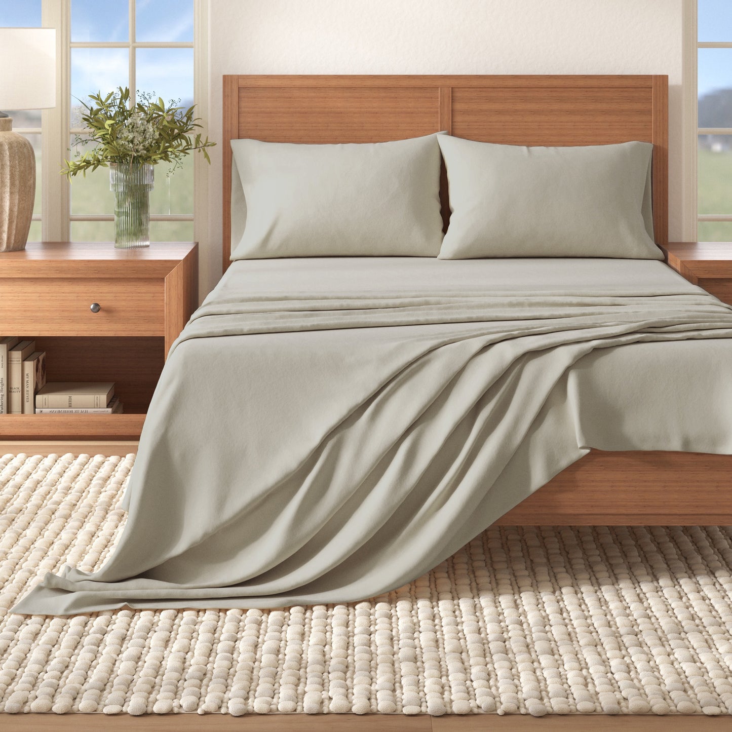 4-Piece Cotton Solid Flannel Sheet - Nordic Collection
