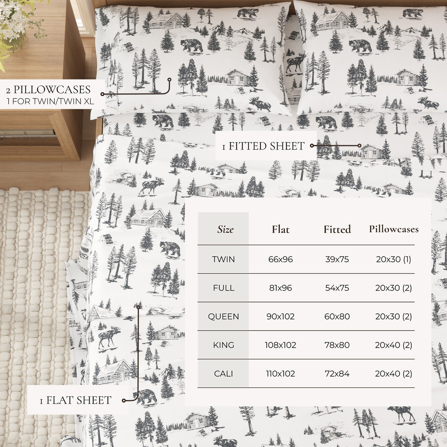 4-Piece Turkish Cotton Flannel Sheet - Lakeview Collection