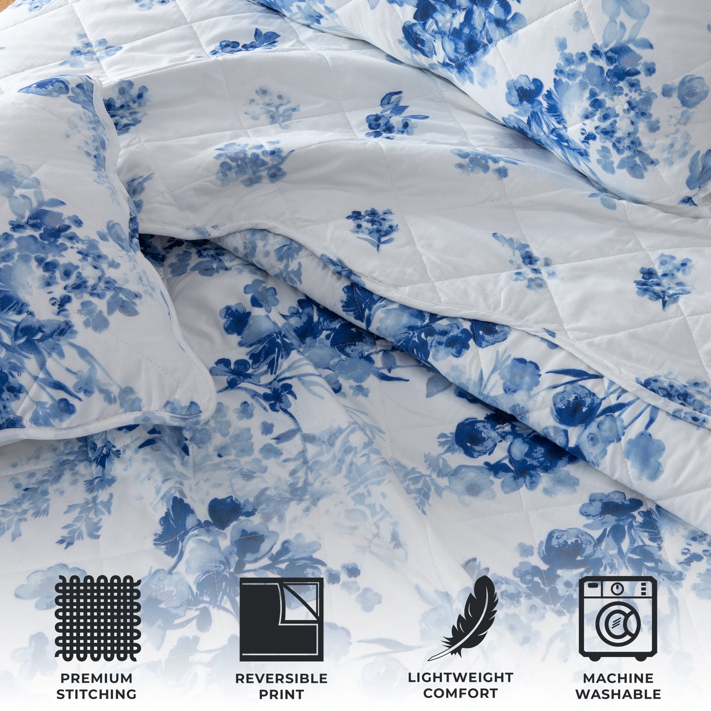 Watercolor Leaves 3 Piece Quilt Set - Jacqueline Collection