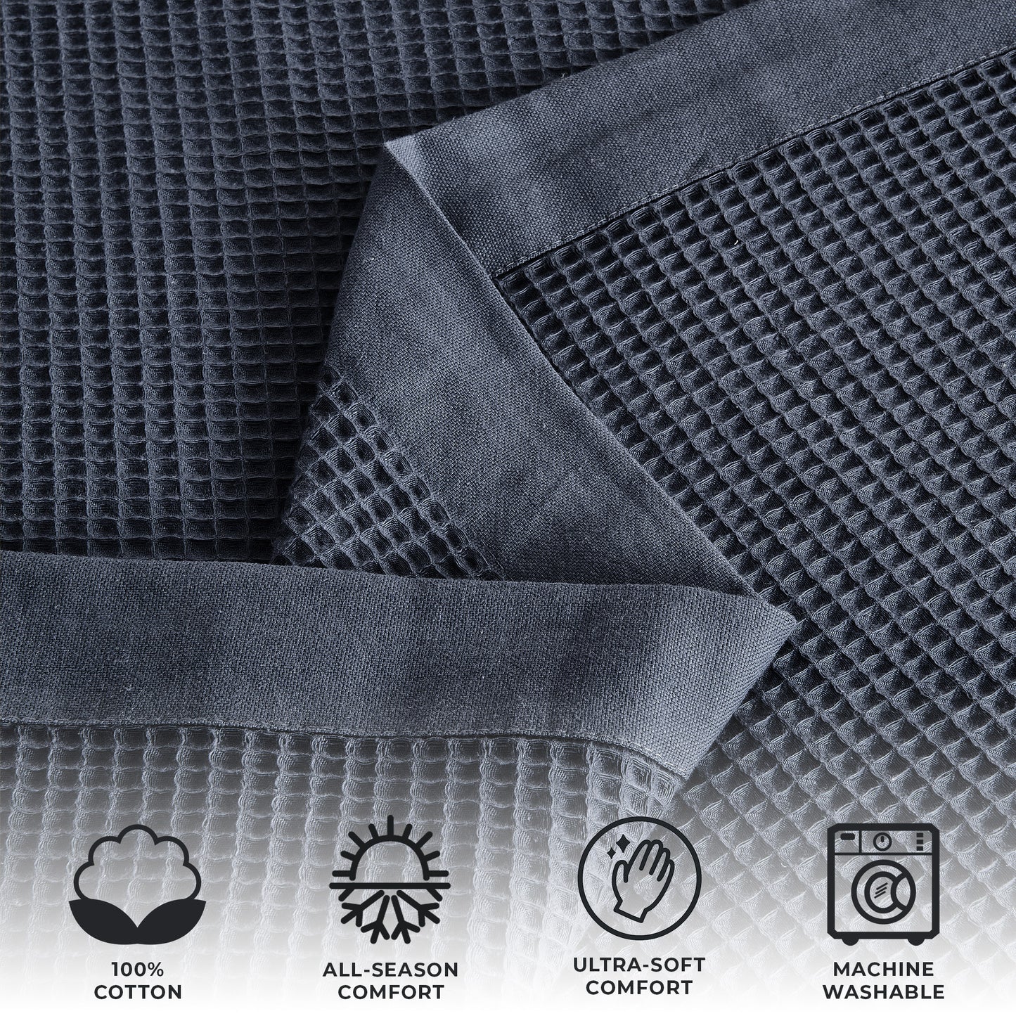100% Cotton Lightweight Waffle Weave Blanket - Hazel Collection