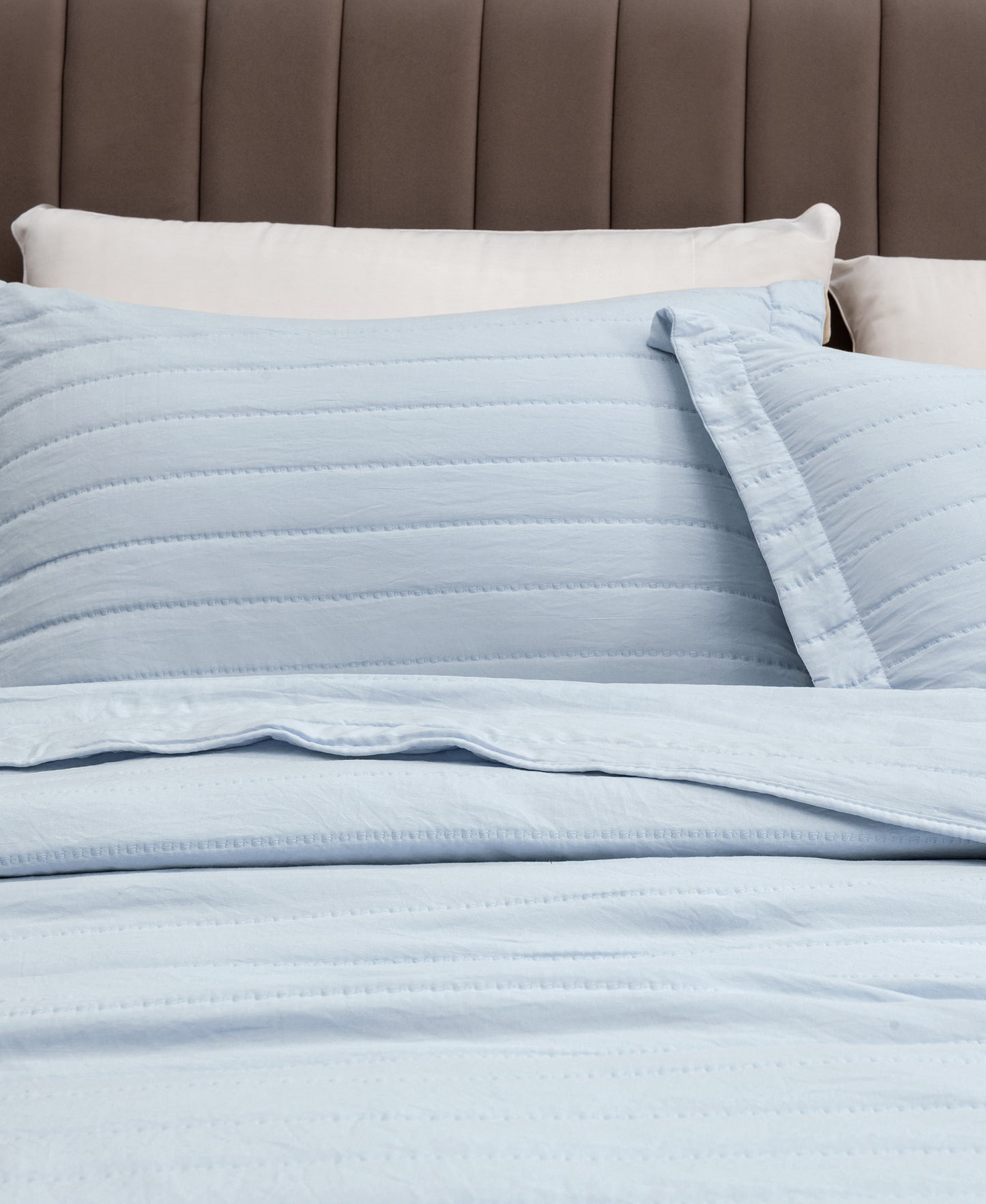 3-Piece Solid Striped Quilt - Virginia Collection