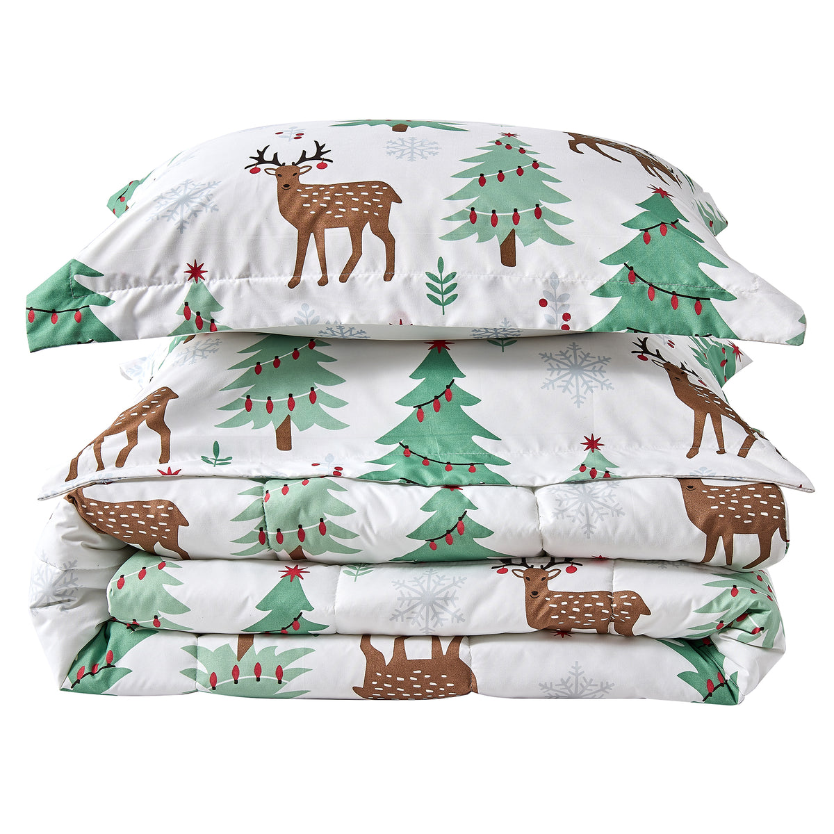 Reversible Christmas Comforter and Sham Set - Holiday / Lodge Odette Collection