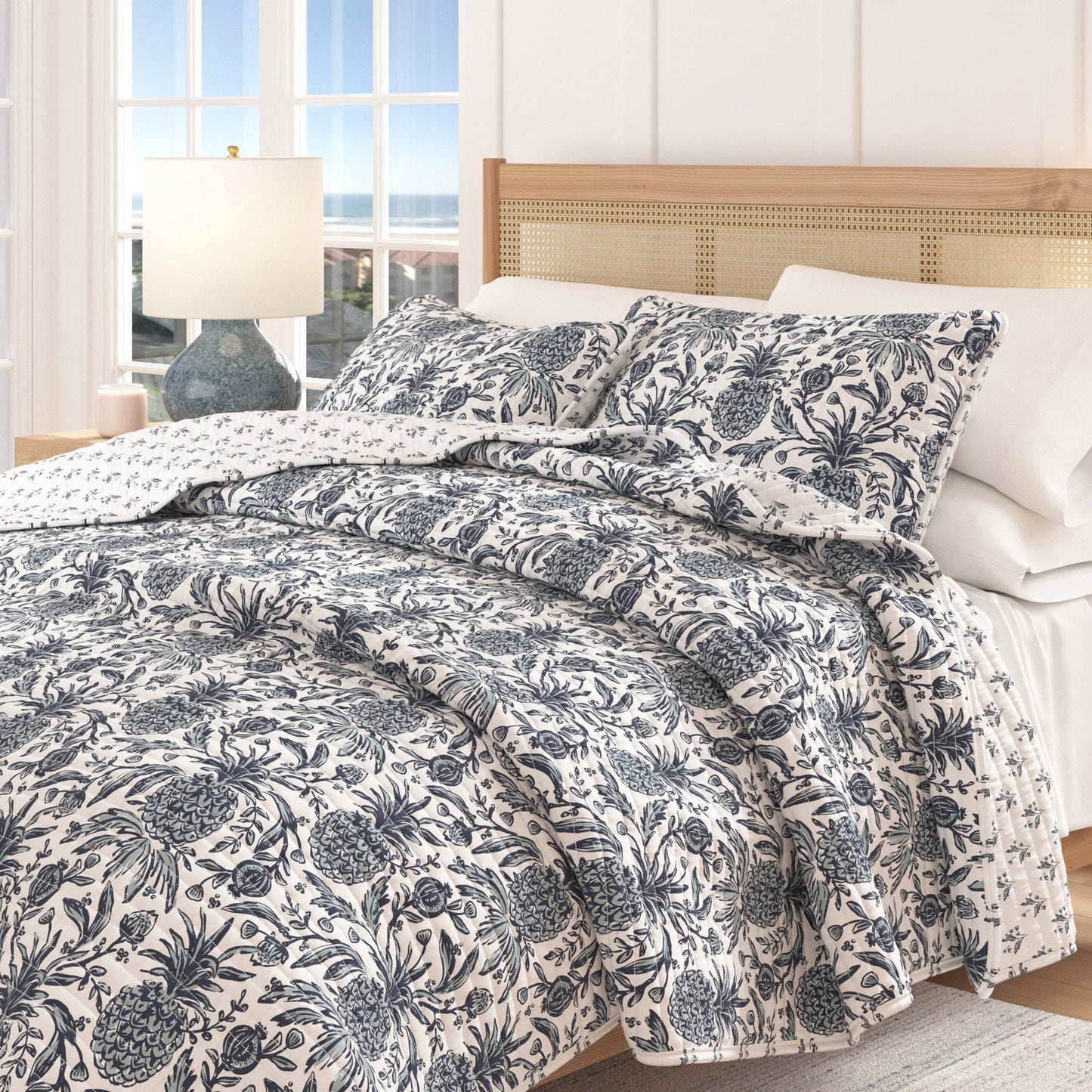 Coastal Printed Cotton Quilt Set - Bernice Collection
