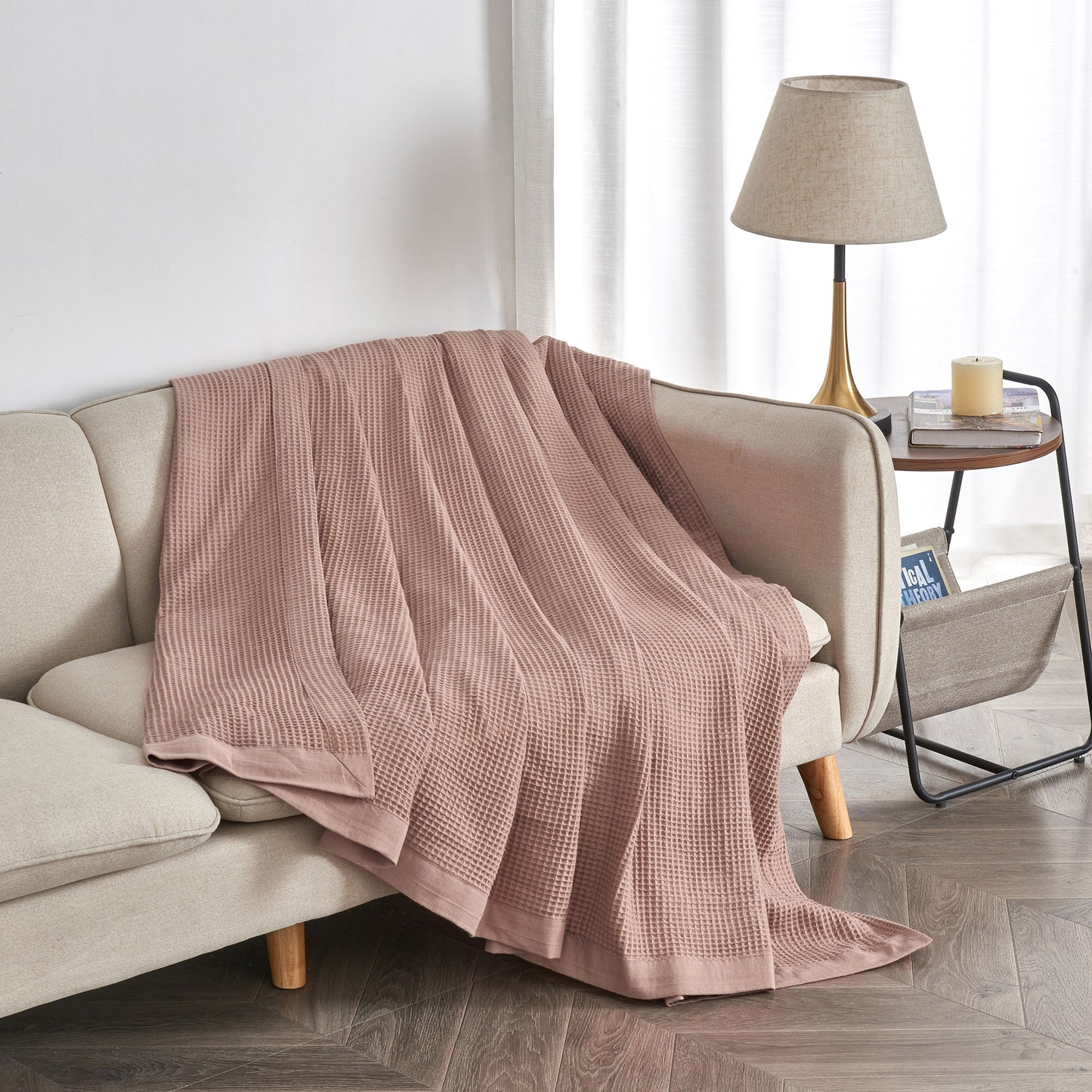 100% Cotton Lightweight Waffle Weave Blanket - Hazel Collection