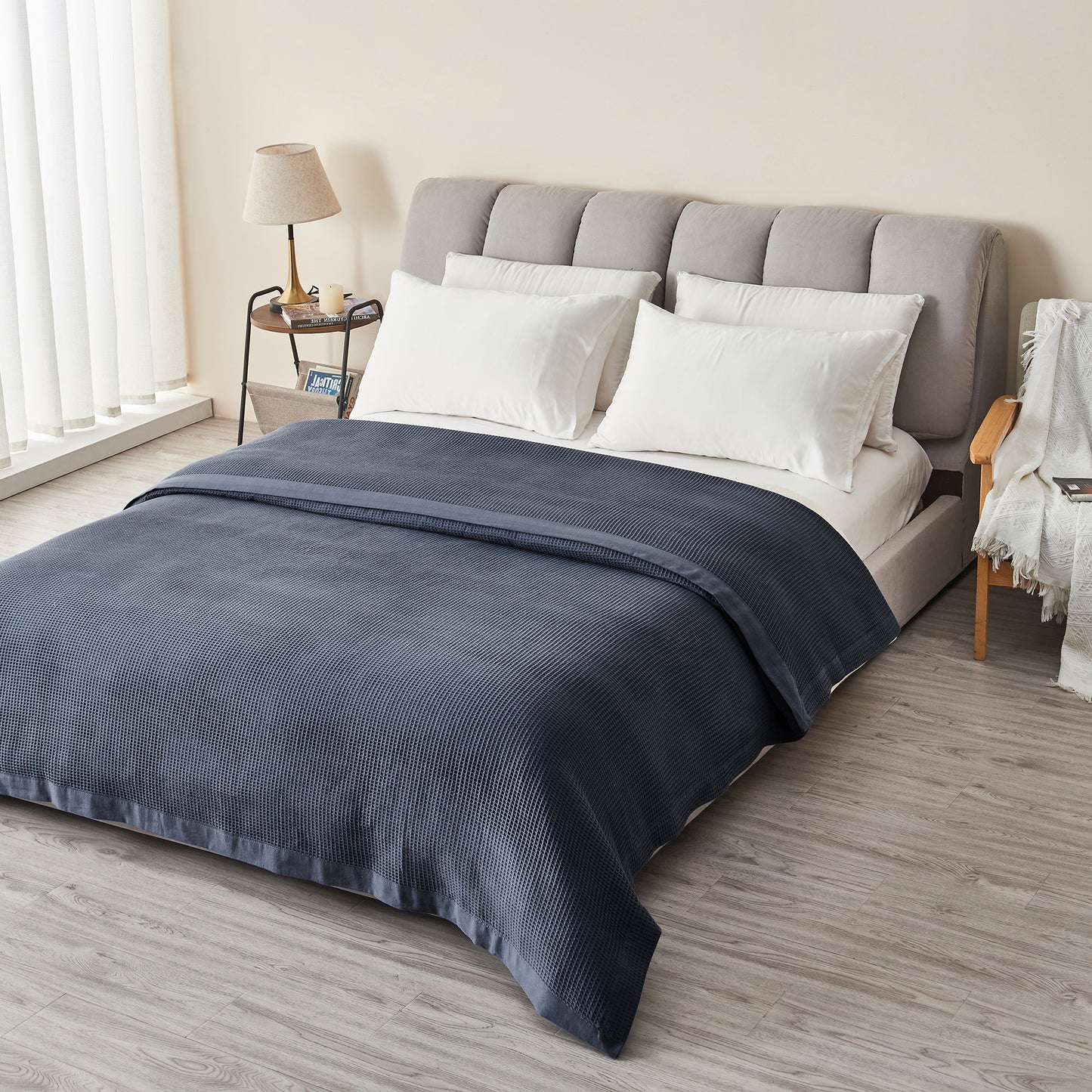 100% Cotton Lightweight Waffle Weave Blanket - Hazel Collection