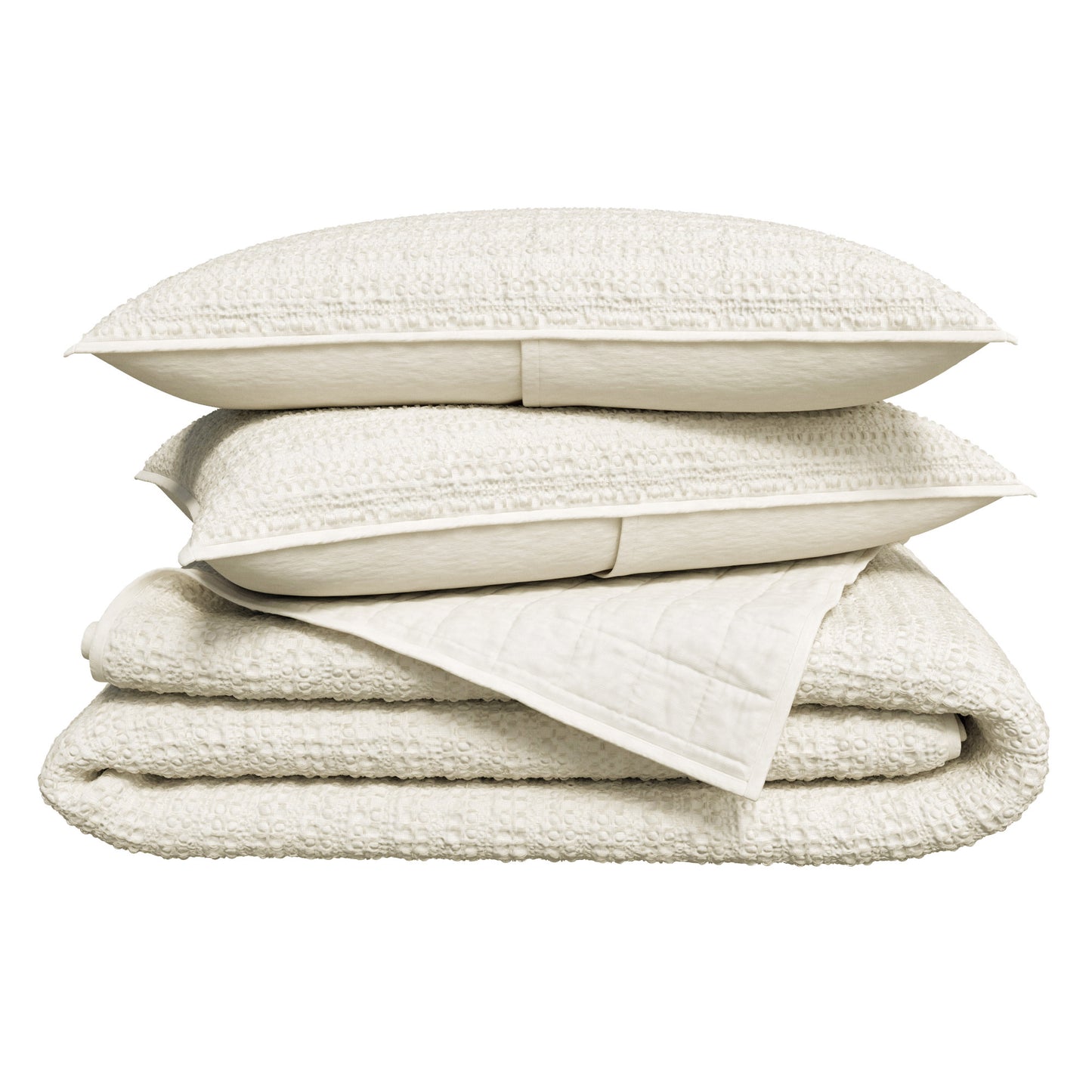 100% Cotton Honeycomb Waffle Garment Washed Quilt Set - Genevieve Collection