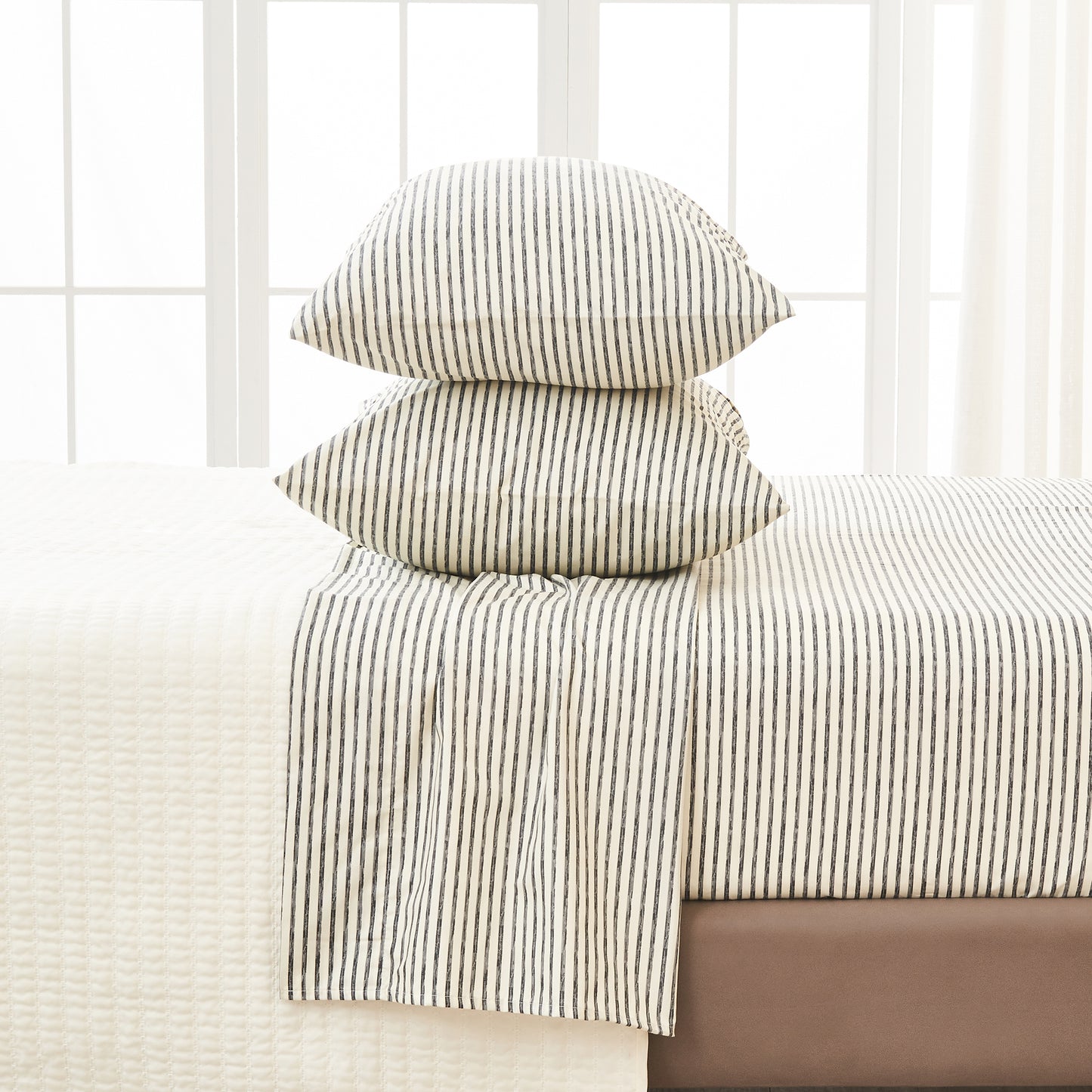 Striped Microfiber Sheet Set - Evette Collection