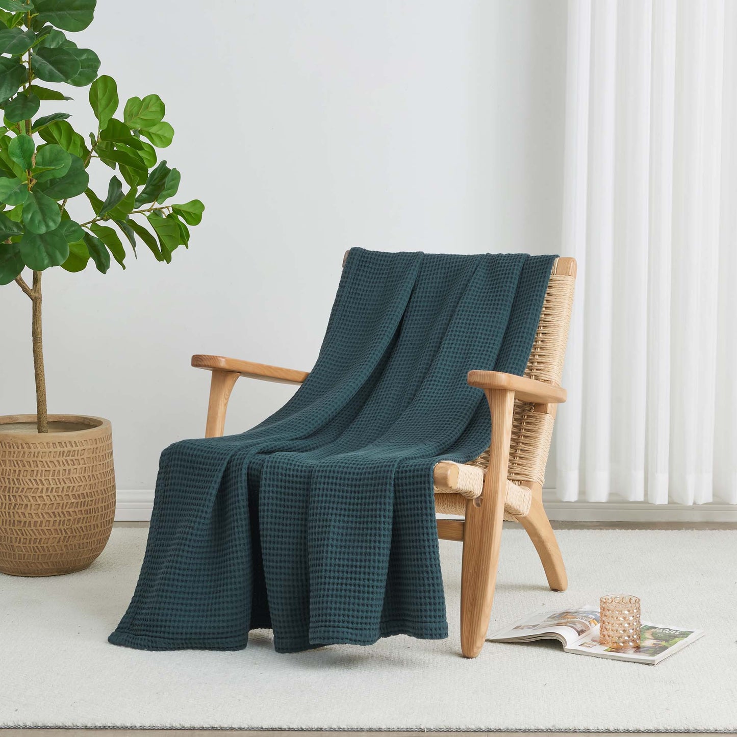 100% Cotton Waffle Weave Blanket - Mikala Collection