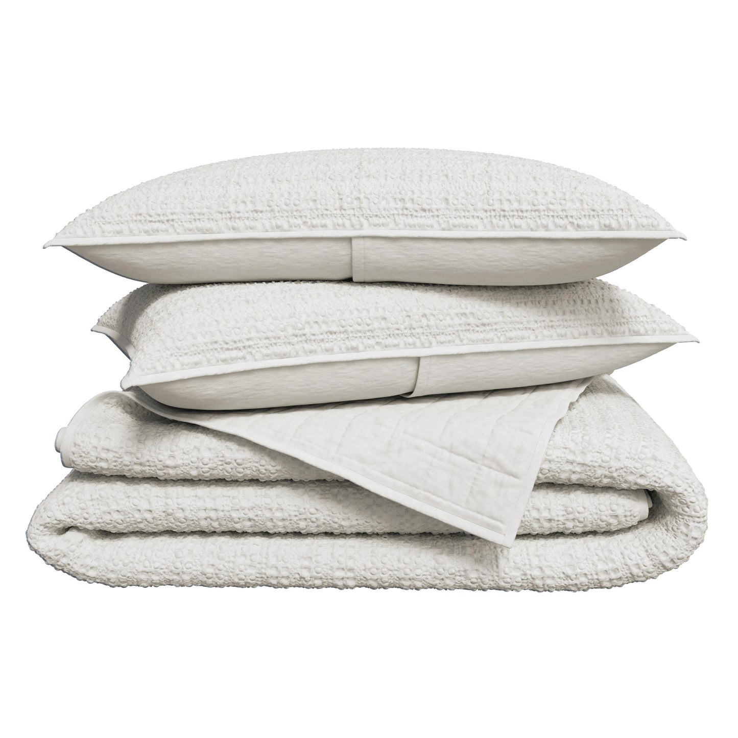 100% Cotton Honeycomb Waffle Garment Washed Quilt Set - Genevieve Collection