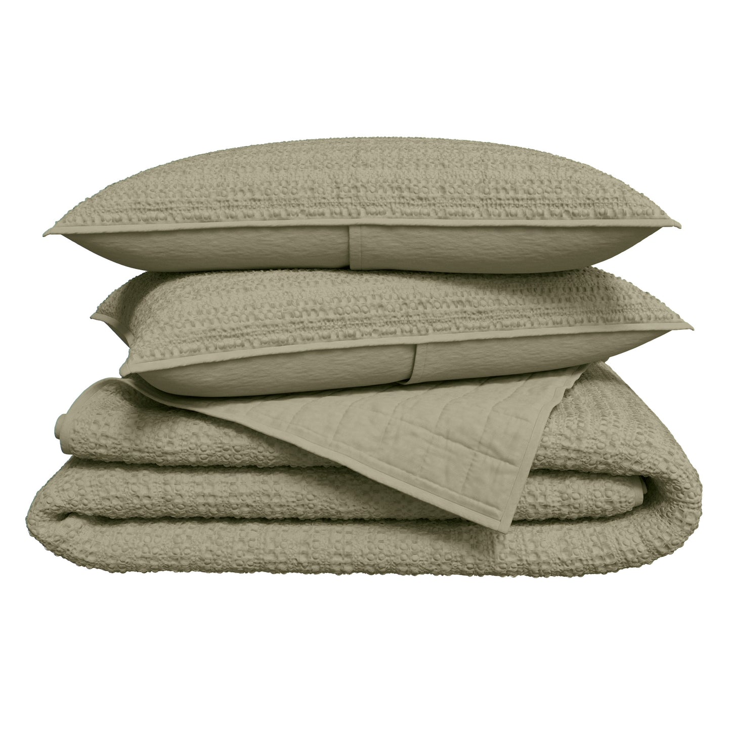 100% Cotton Honeycomb Waffle Garment Washed Quilt Set - Genevieve Collection