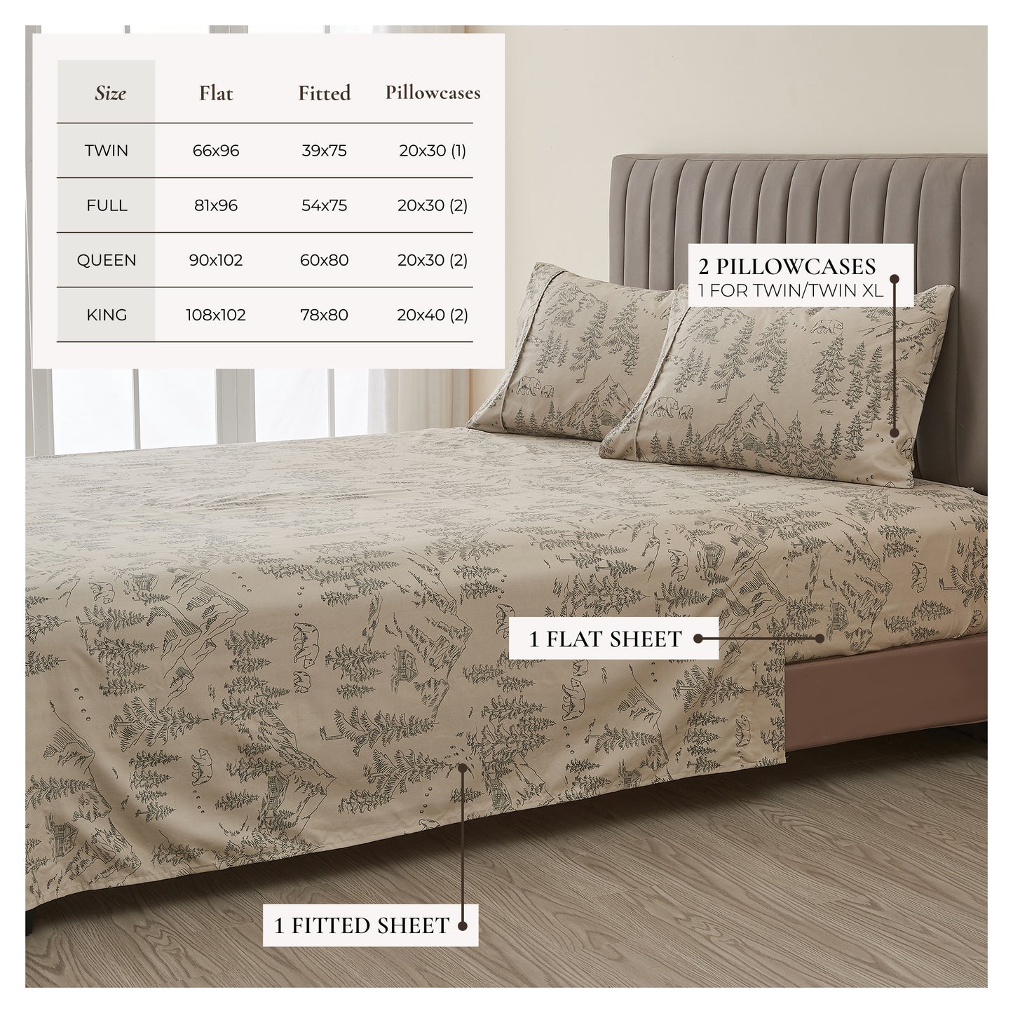 4-Piece Lodge Microfiber Sheet - Mountain Ridge Collection