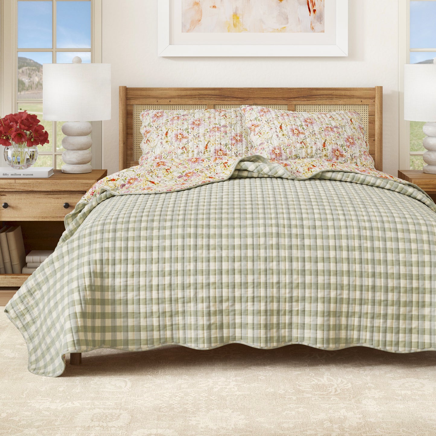 Floral Scalloped Quilt Set - Garden Blooms Collection