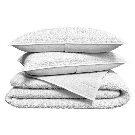 100% Cotton Honeycomb Waffle Garment Washed Quilt Set - Genevieve Collection