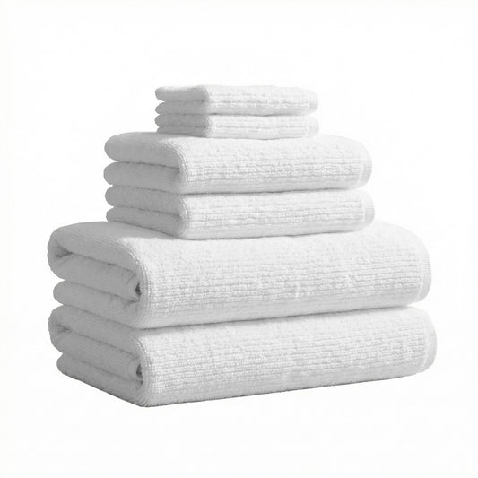 Turkish Cotton Ribbed 6-Piece Bath Towel Set - Georgiana Collection