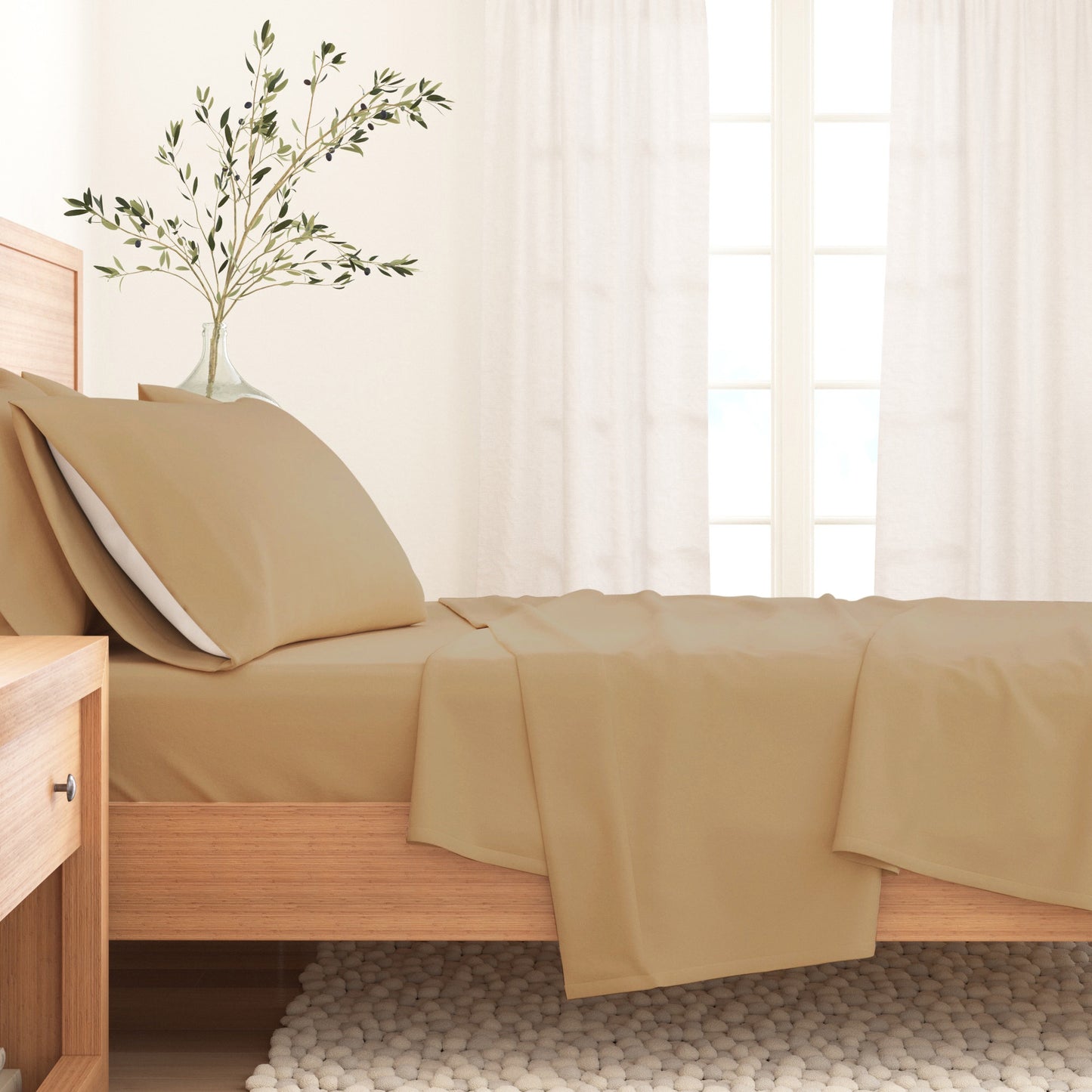 4-Piece Cotton Solid Flannel Sheet - Nordic Collection