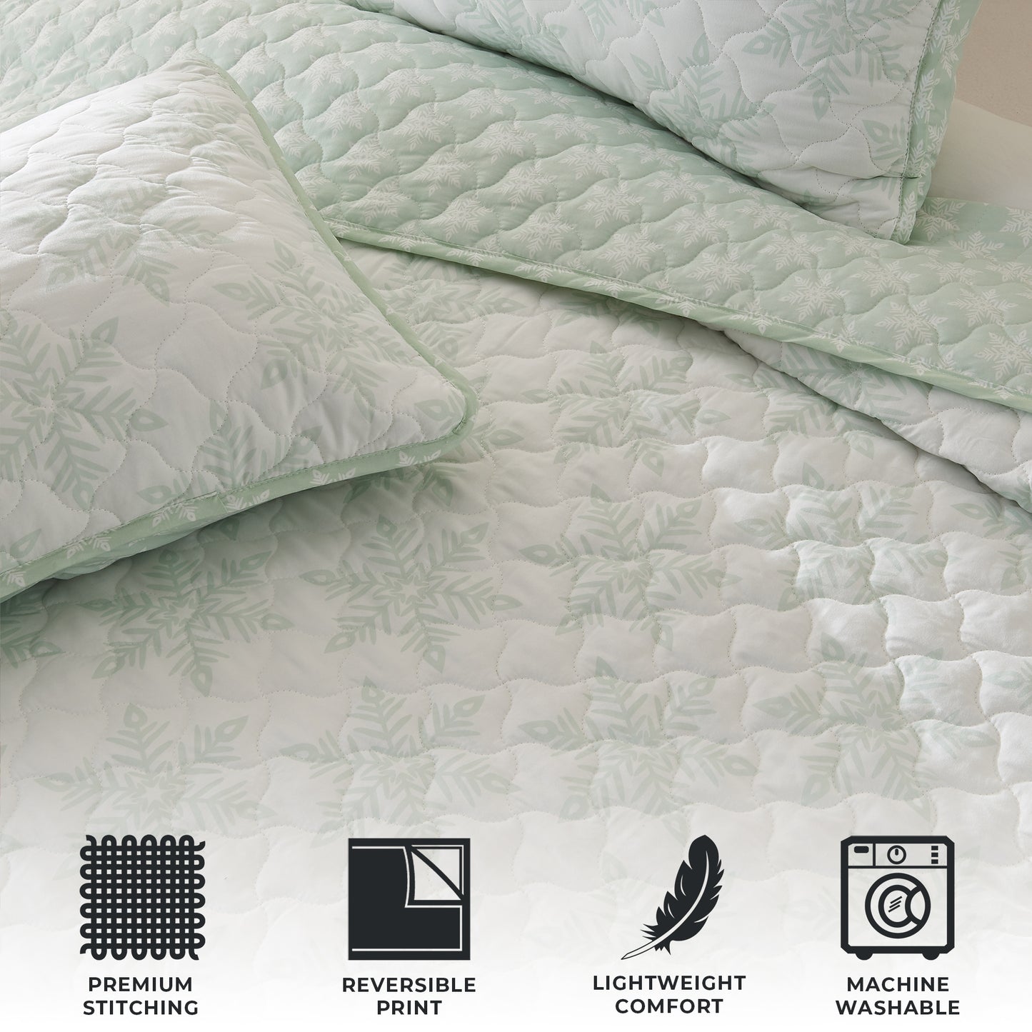 3 Piece Large Snowflake Quilt - Noemi Collection