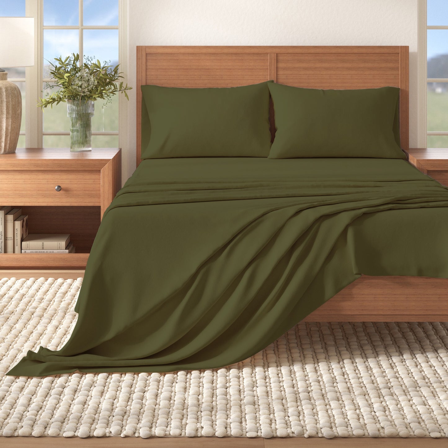 4-Piece Cotton Solid Flannel Sheet - Nordic Collection