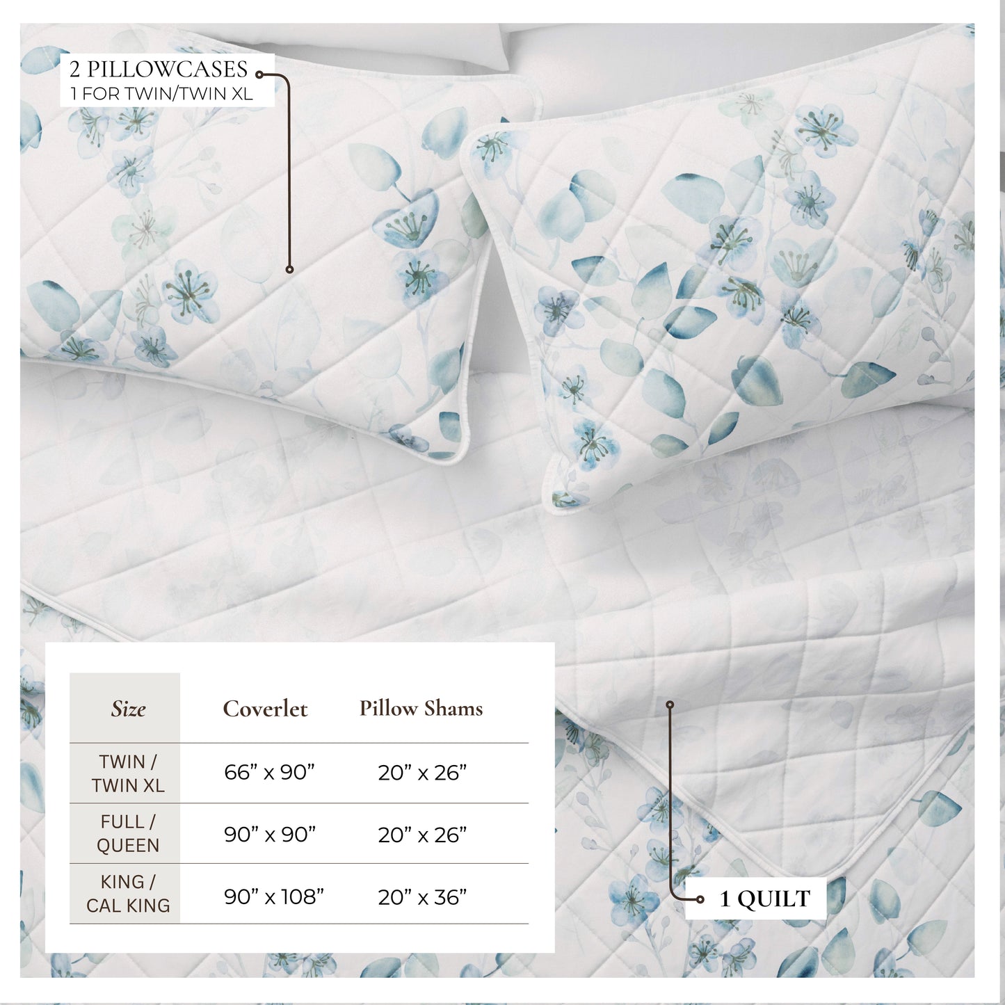 Miranda Collection Floral Quilt Set