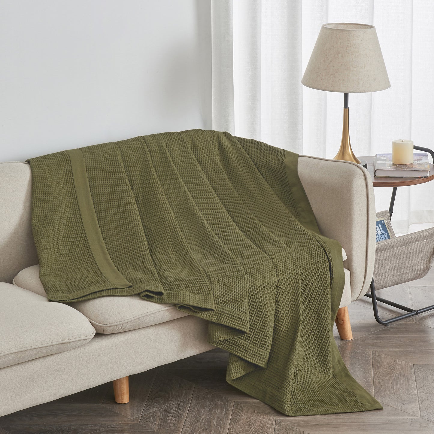 100% Cotton Lightweight Waffle Weave Blanket - Hazel Collection