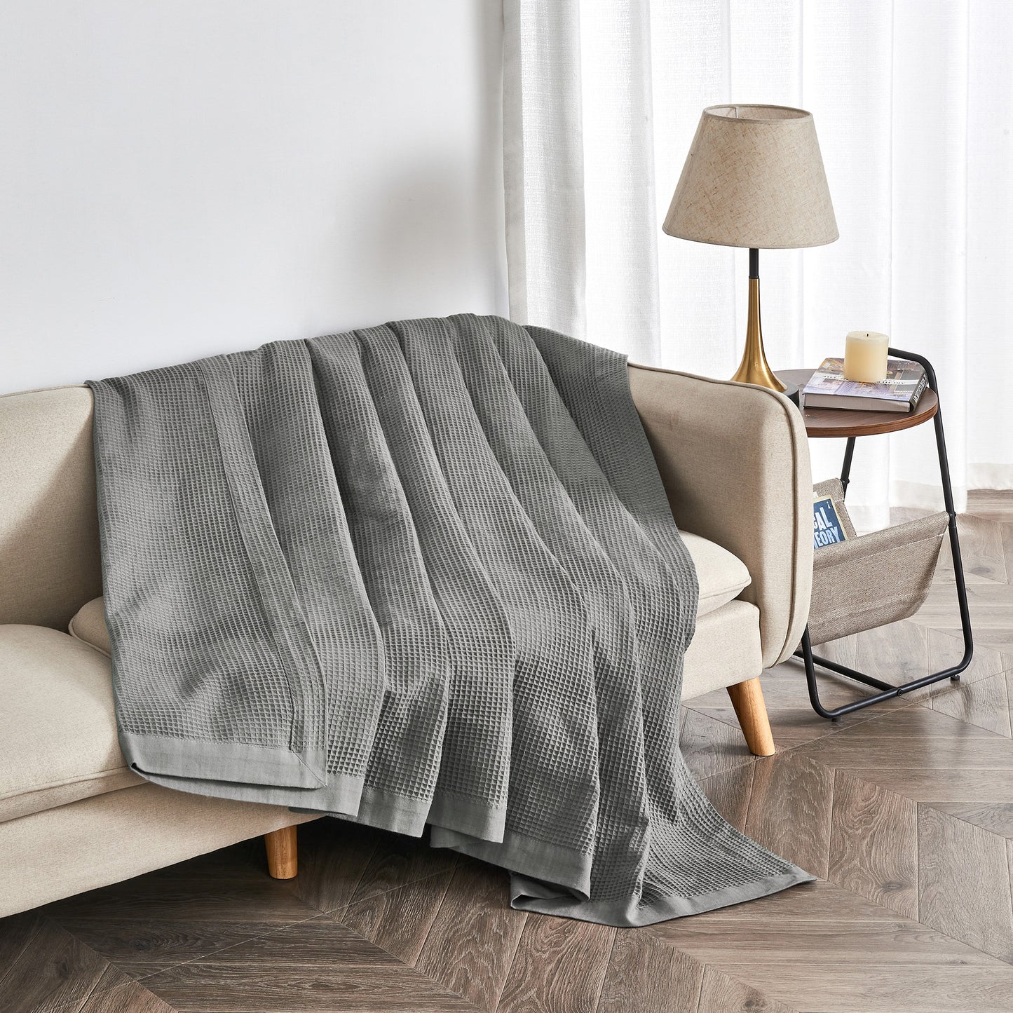 100% Cotton Lightweight Waffle Weave Blanket - Hazel Collection