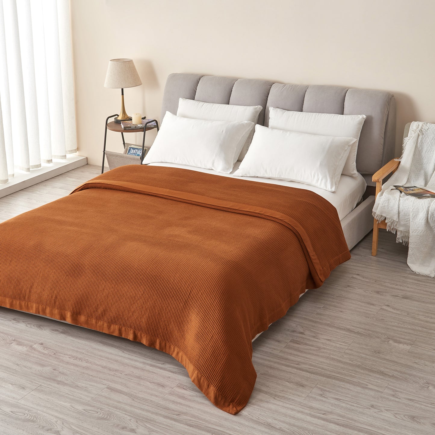 100% Cotton Lightweight Waffle Weave Blanket - Hazel Collection