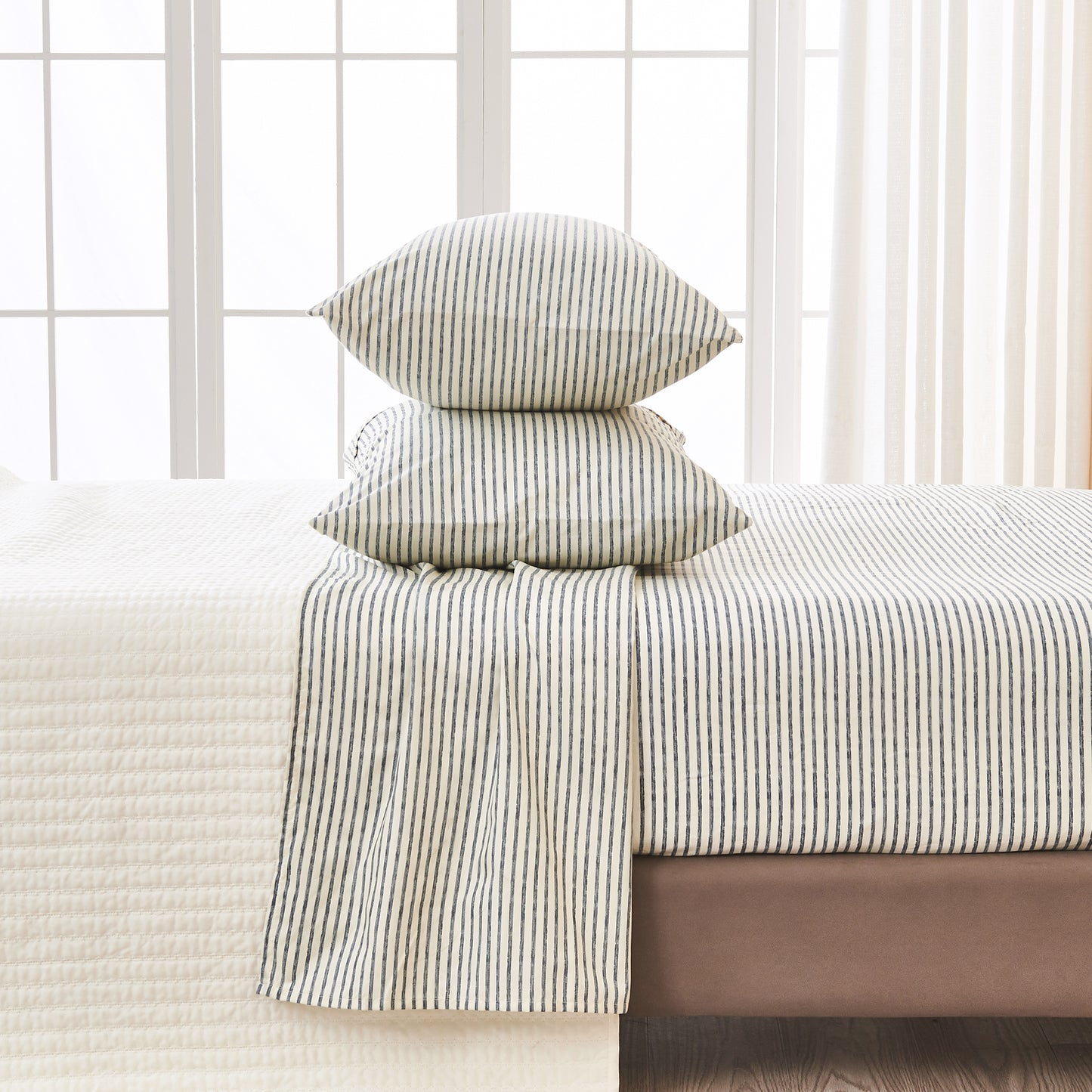 Striped Microfiber Sheet Set - Evette Collection