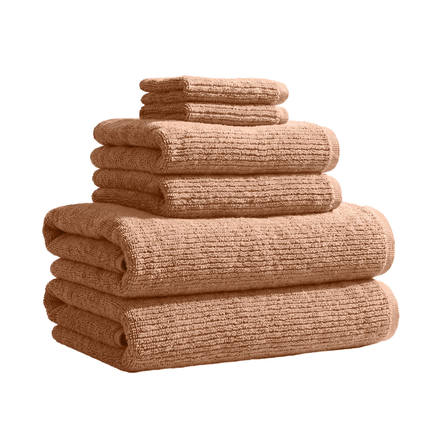 Turkish Cotton Ribbed 6-Piece Bath Towel Set - Georgiana Collection