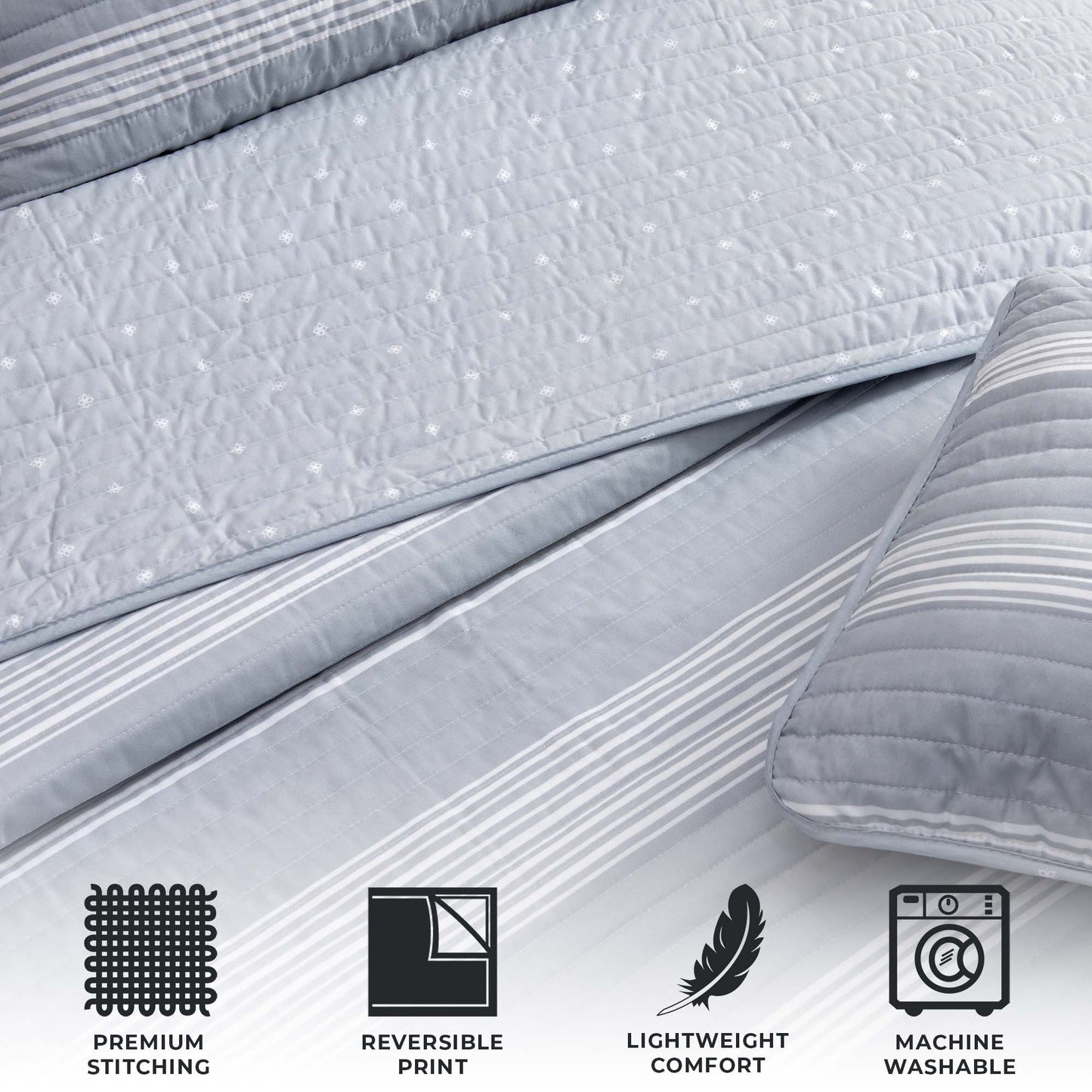 3-Piece Stripe Quilt - Madelina Collection