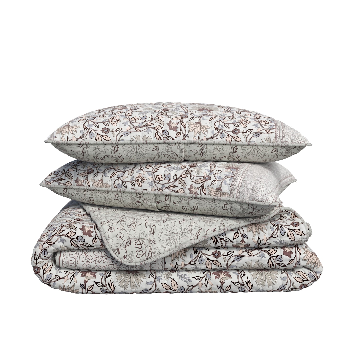 Border Floral Quilt Set - Neutral Vines Collection