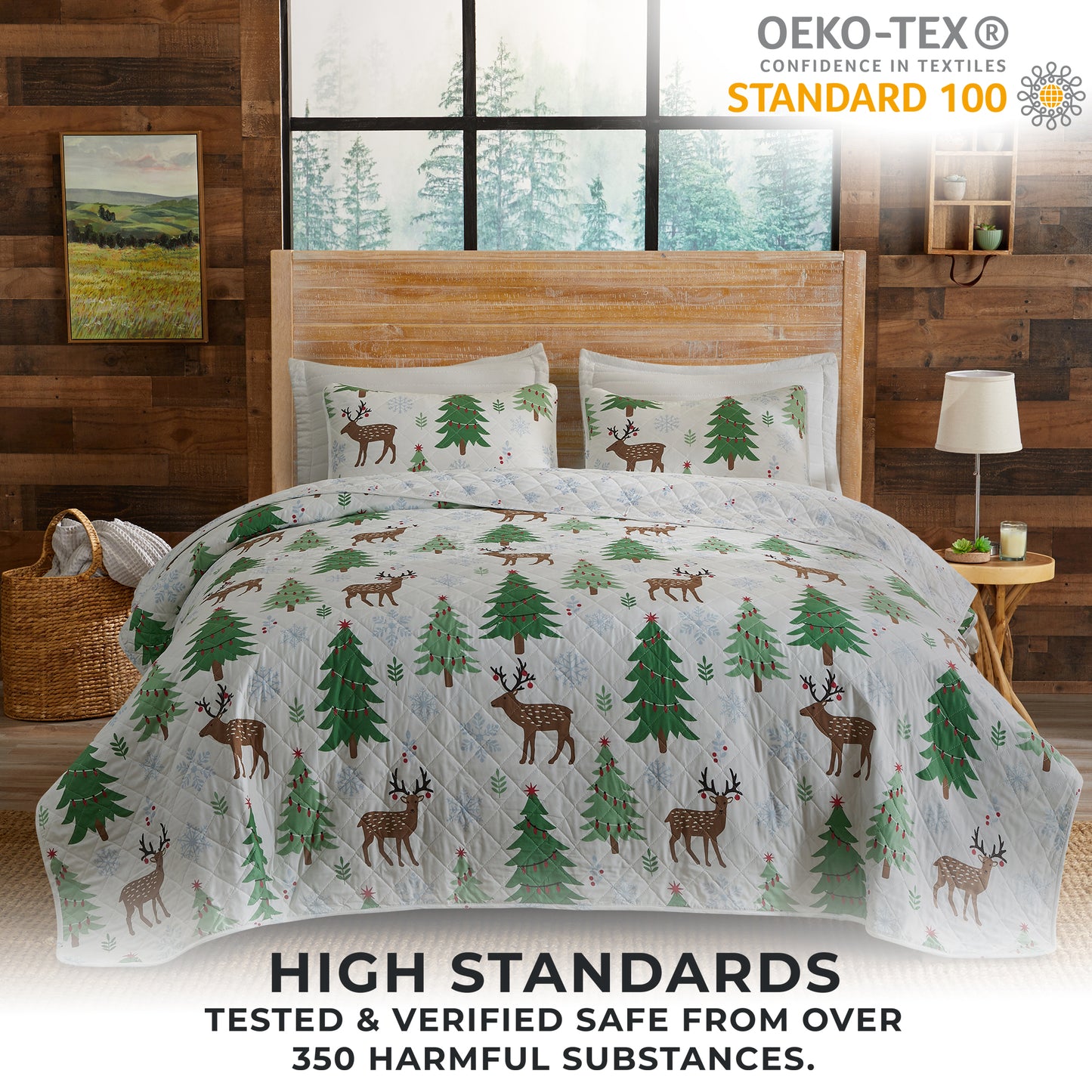 3-Piece Holiday Quilt - Holly Collection