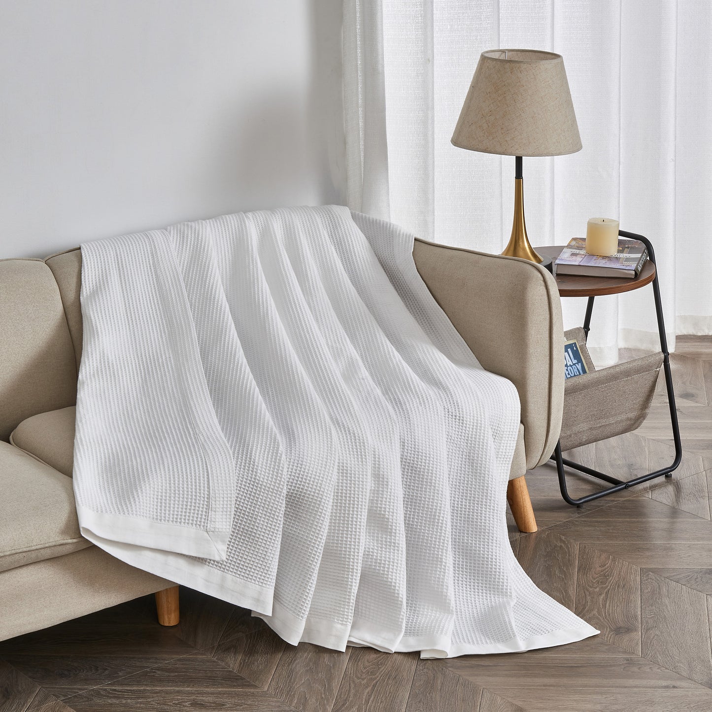 100% Cotton Lightweight Waffle Weave Blanket - Hazel Collection