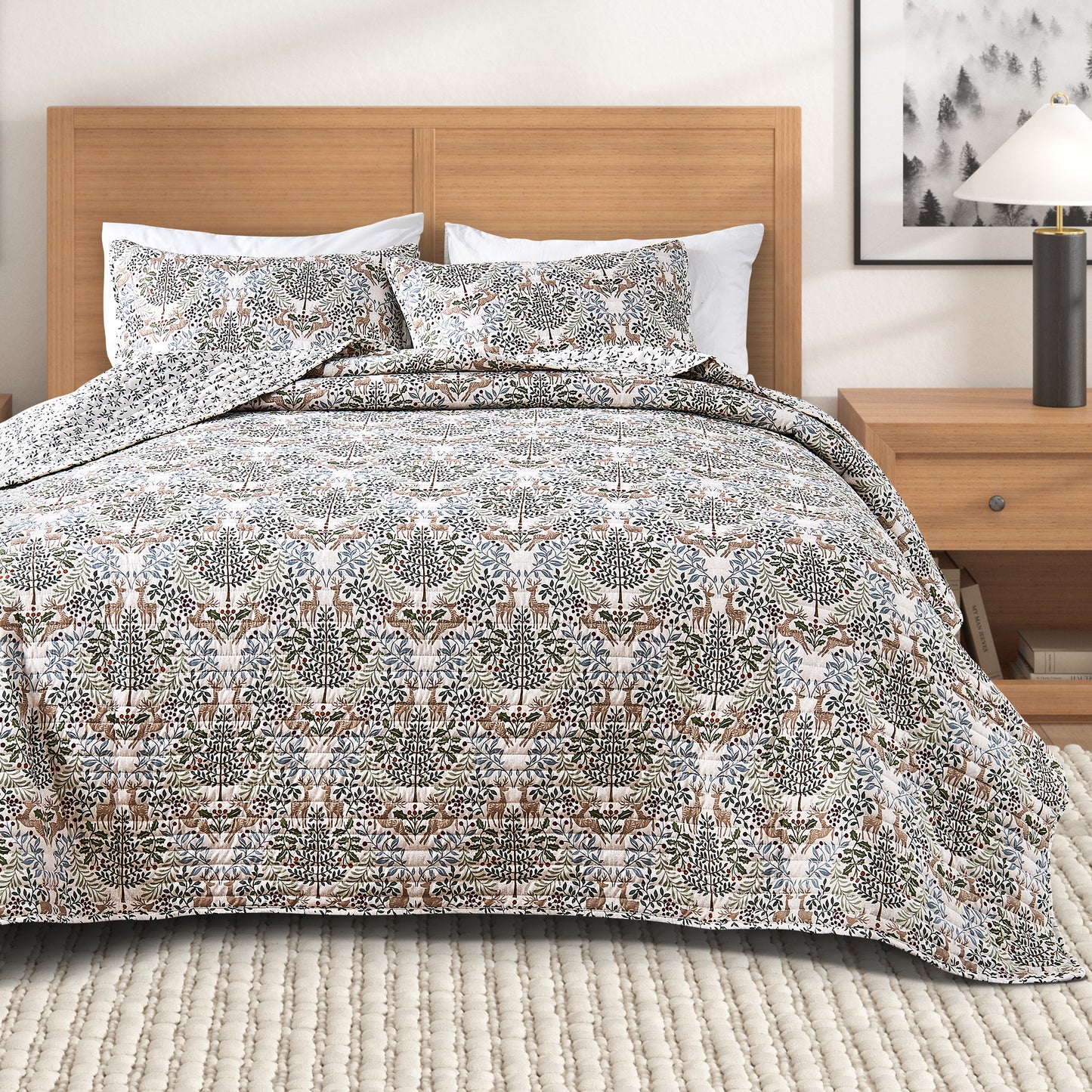 Woodland Deer Holiday Quilt Set