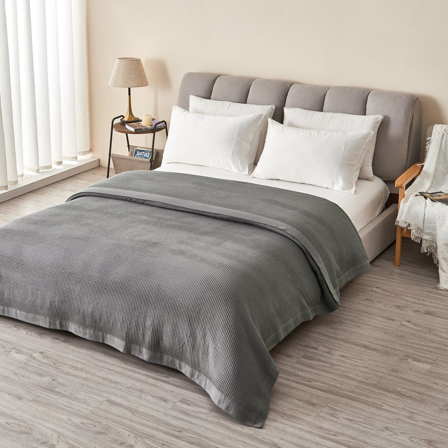 100% Cotton Lightweight Waffle Weave Blanket - Hazel Collection