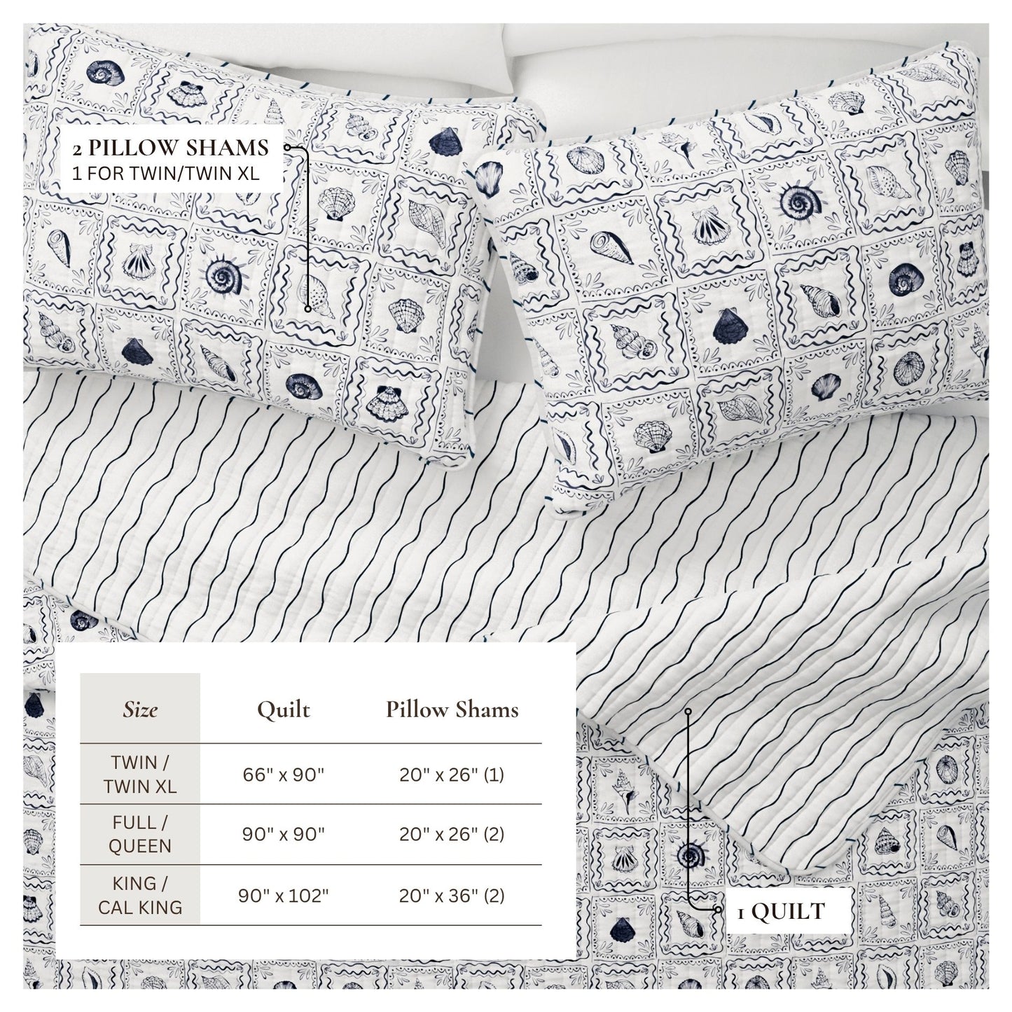 Seashell Tile Coastal Quilt Set